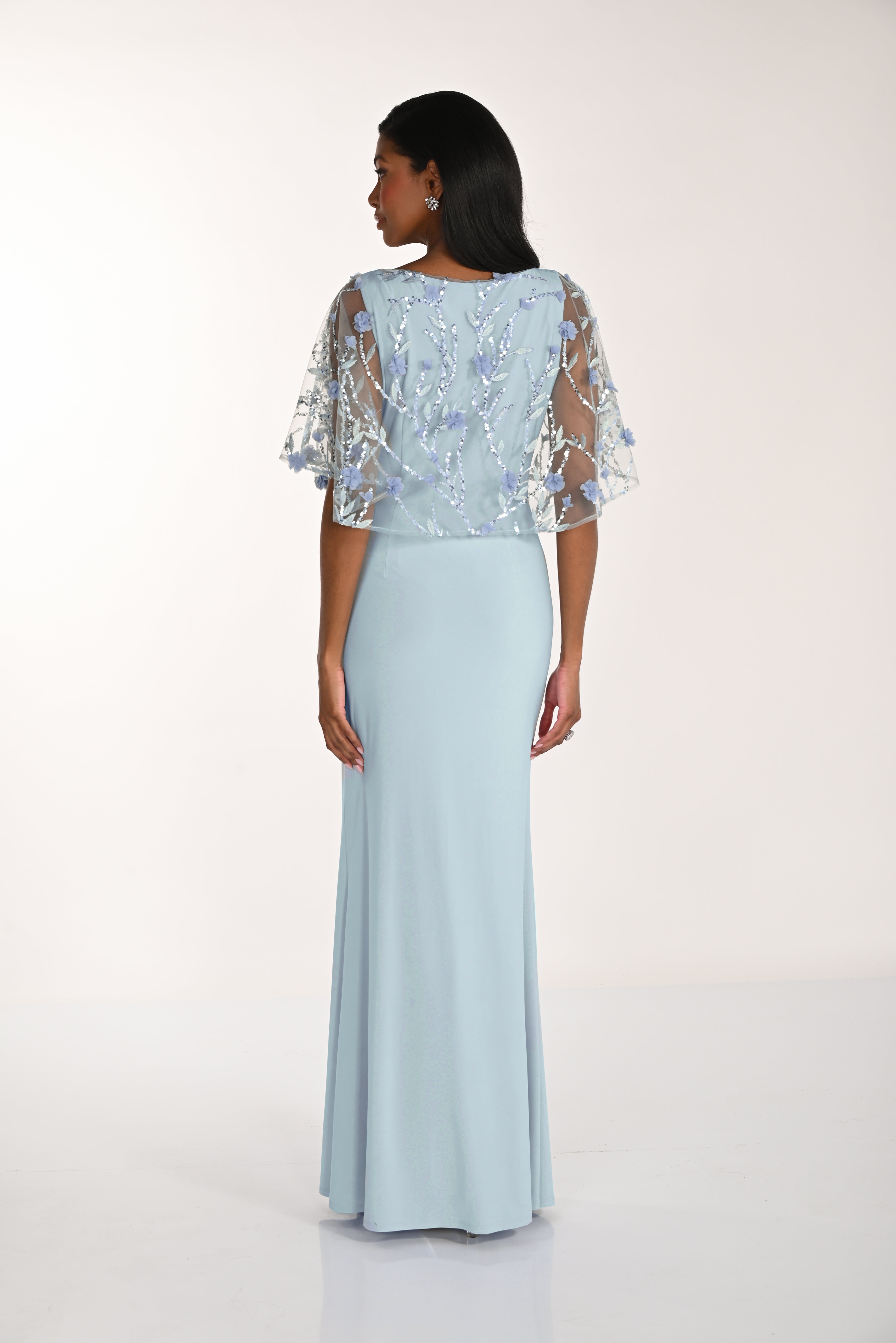 Floral Embroidery Overlay Maxi Dress