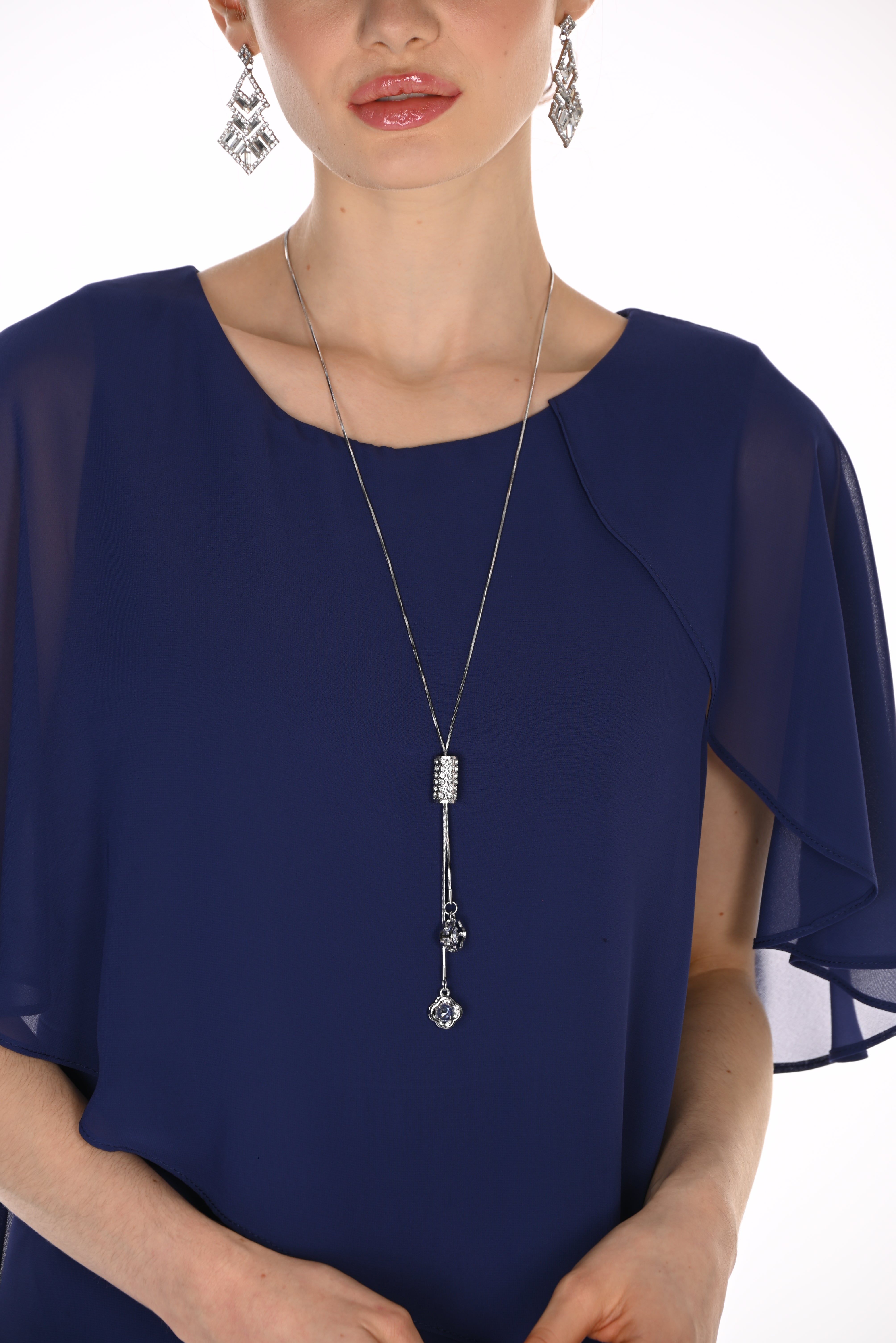 Chiffon Cape Tiered Maxi Dress