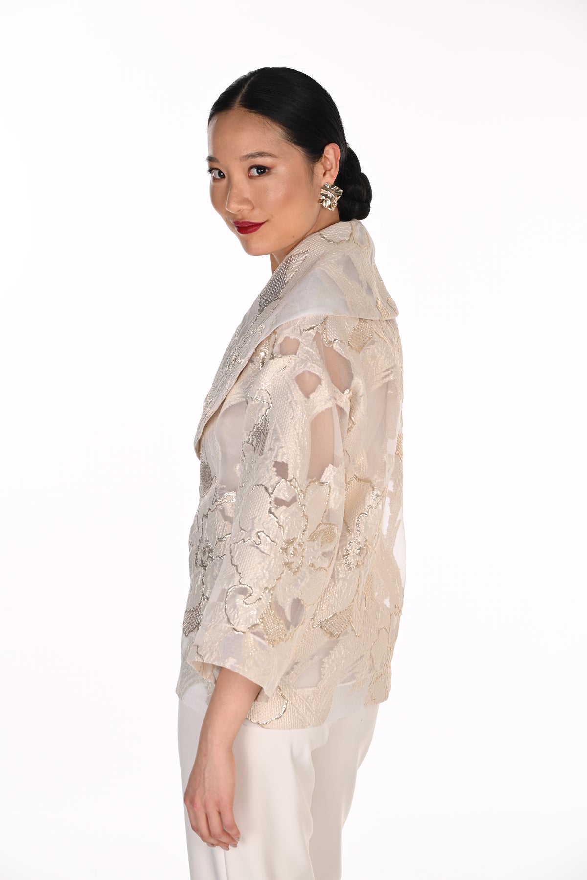 Flower Jacquard Organza Jacket