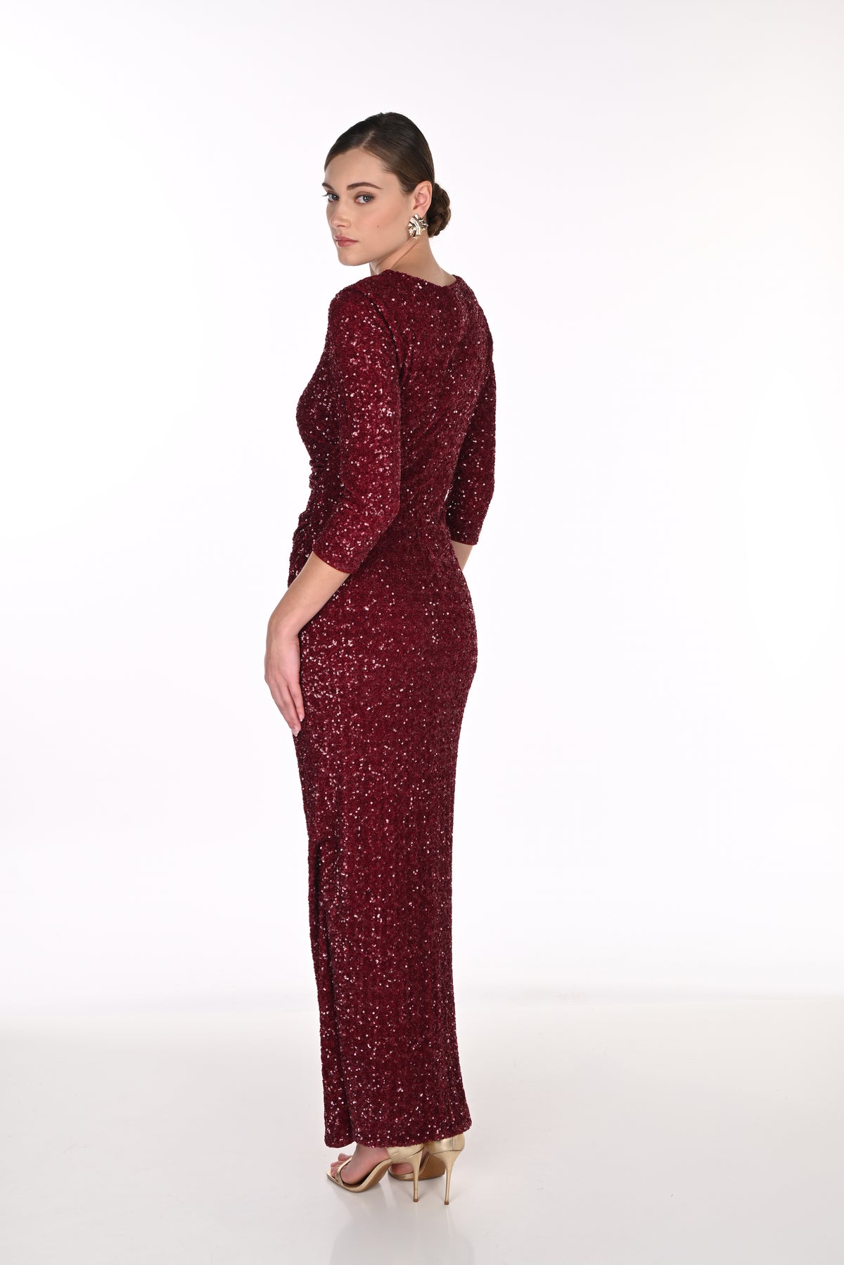 Sequin Lurex Mesh Maxi Dress