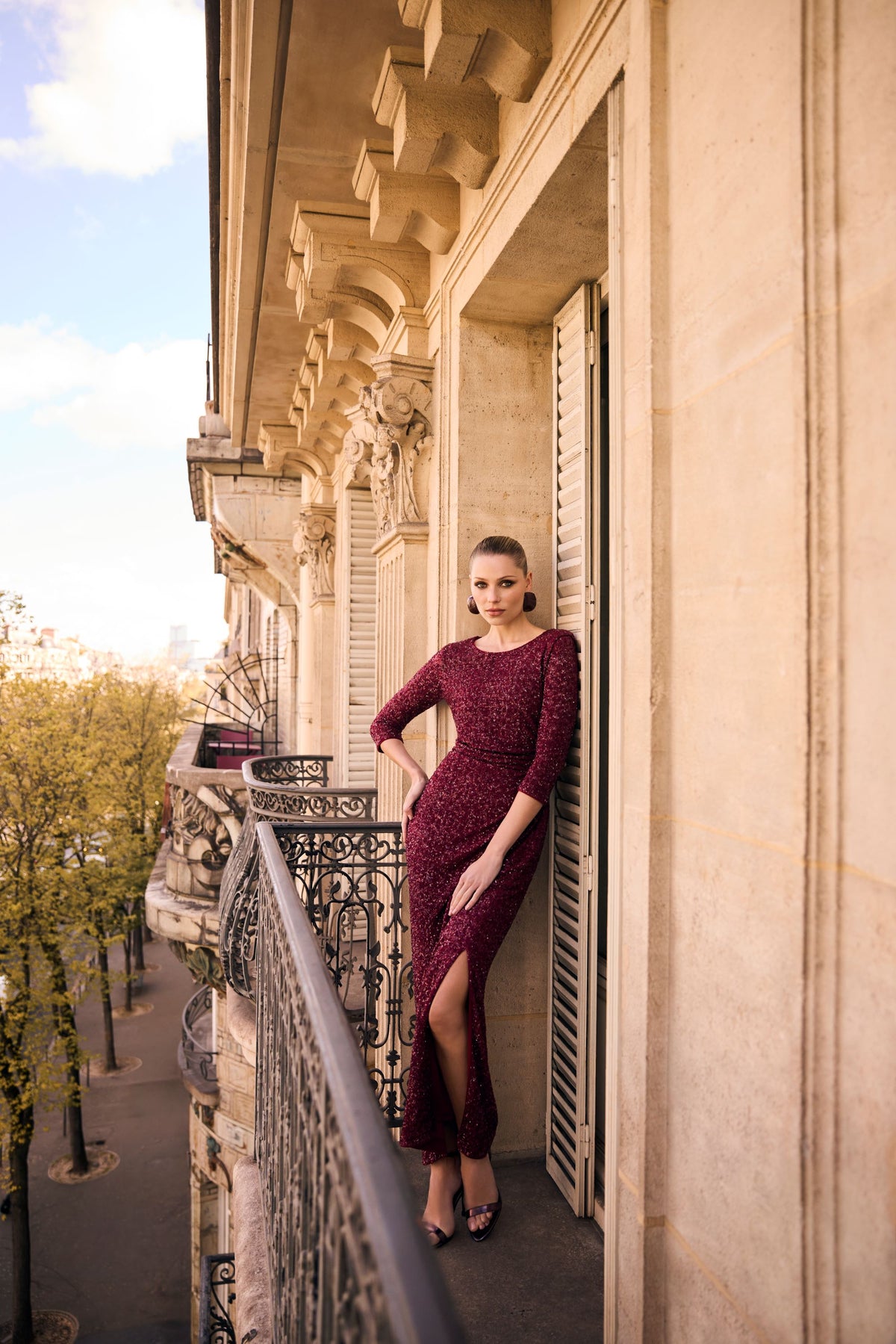Sequin Lurex Mesh Maxi Dress