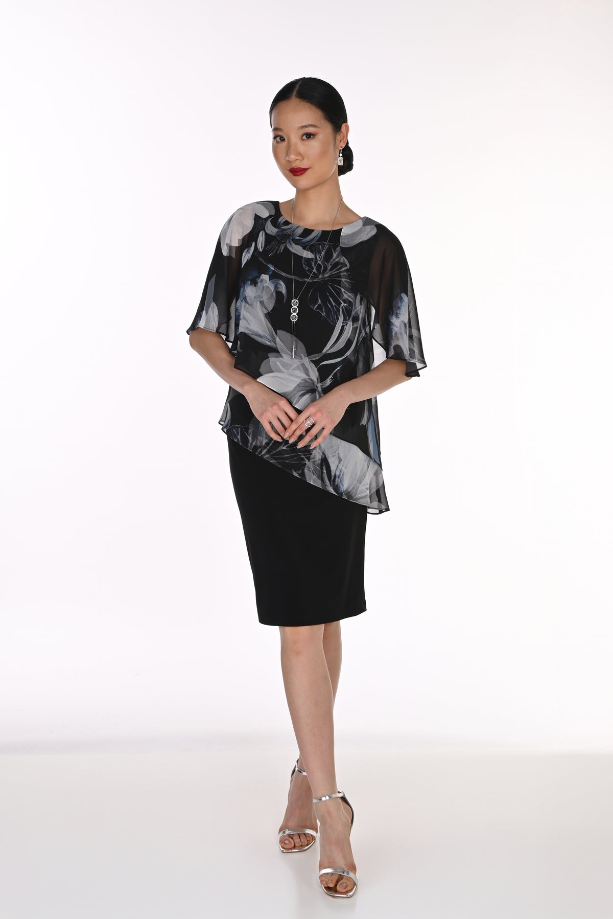 Floral Chiffon Overlay Dress