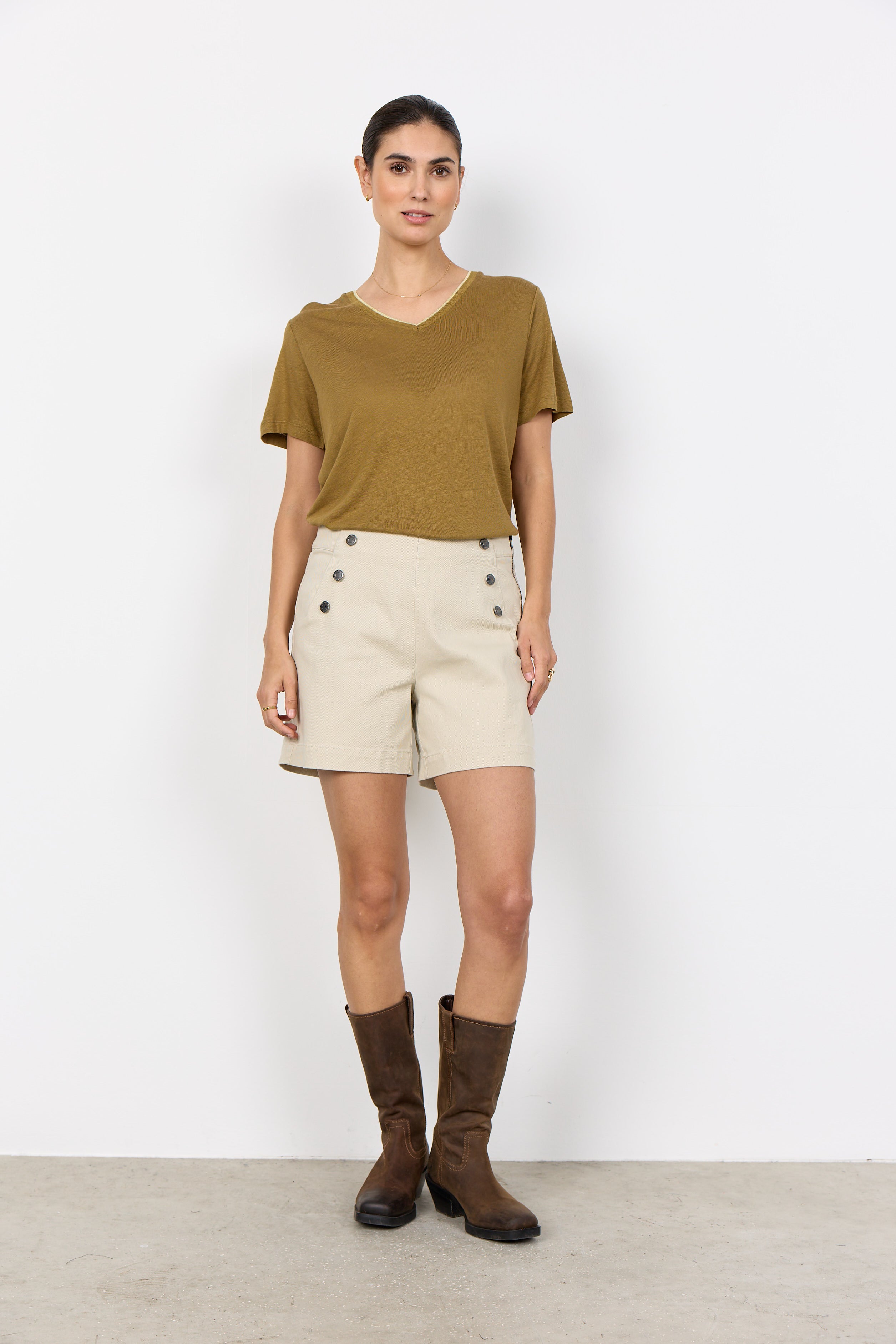 Linen Blend V-neck Top