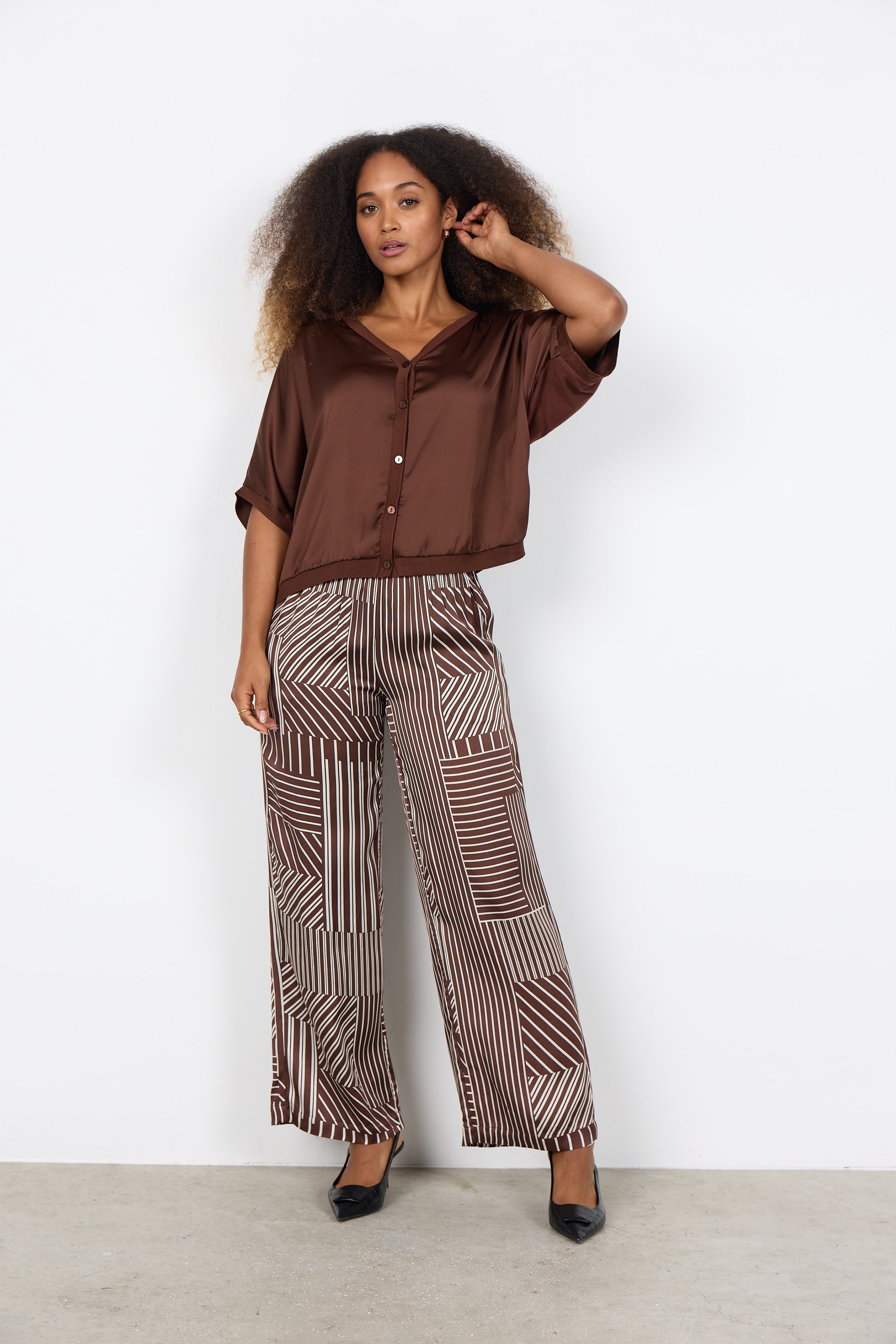 V-neck Satin Blouse