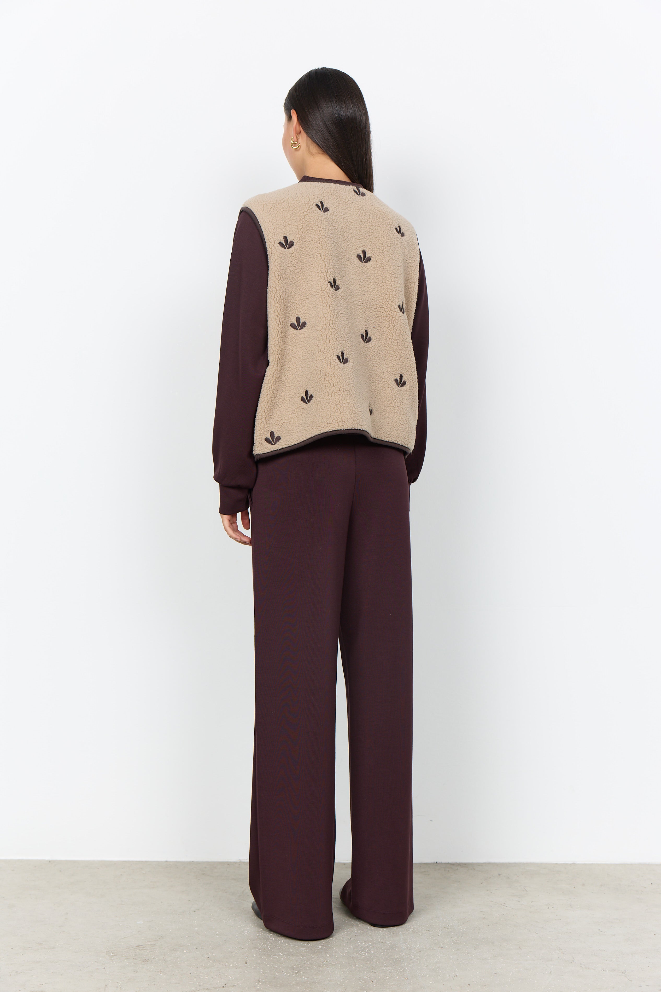 Embroidered Sherpa Vest