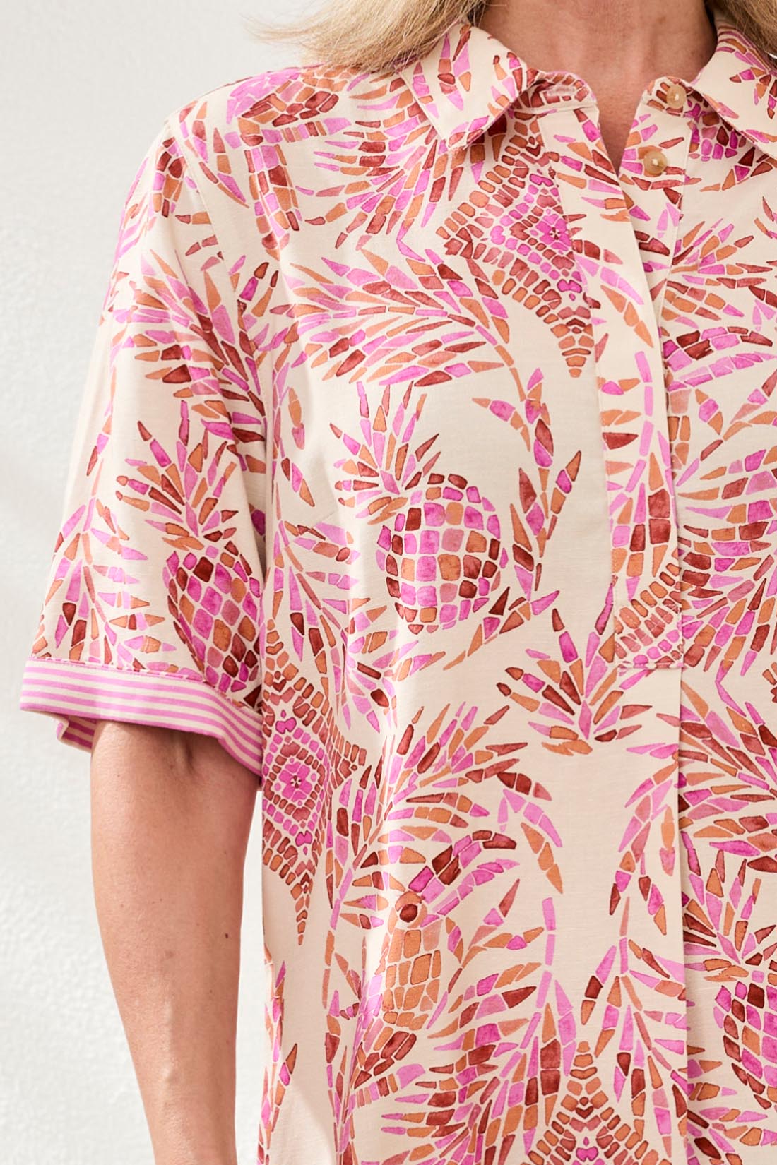 Pineapple Print Shirt Dress