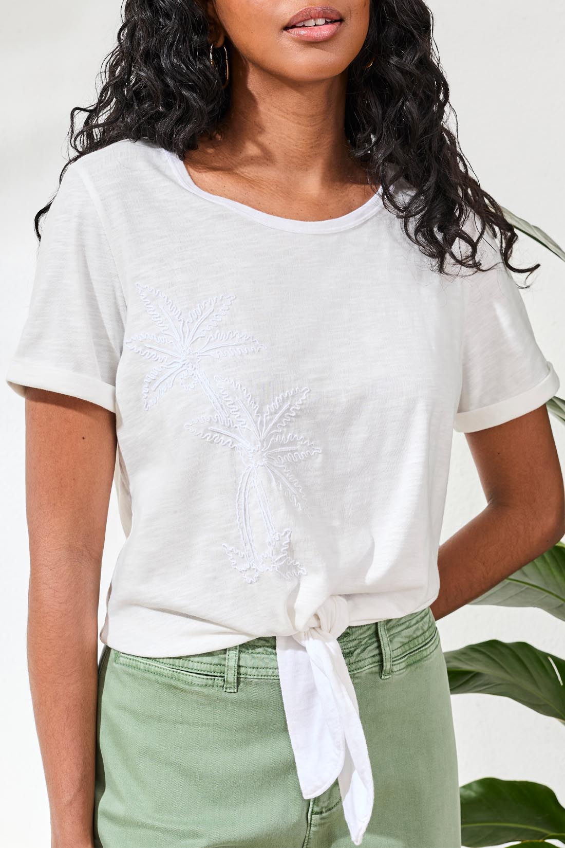 Floral Soutache Tie Front Top