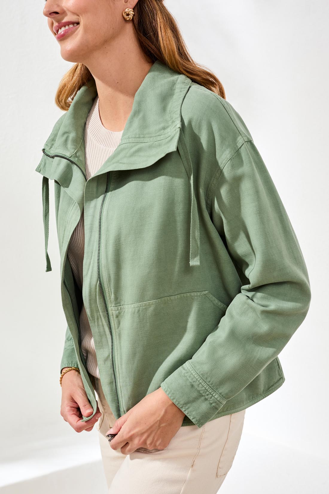 Zip Front Twill Jacket