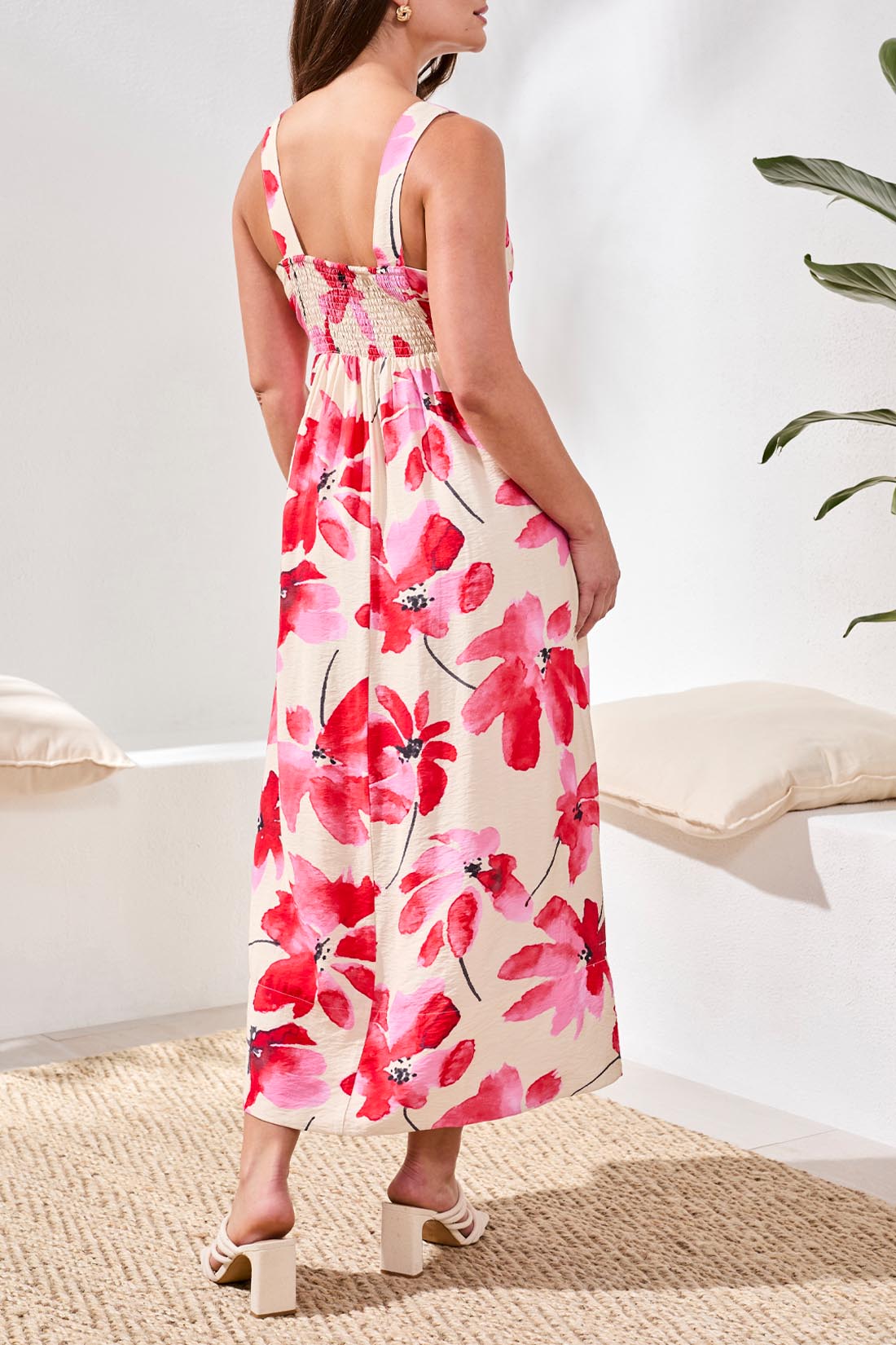 Floral Print Wide Strap Maxi