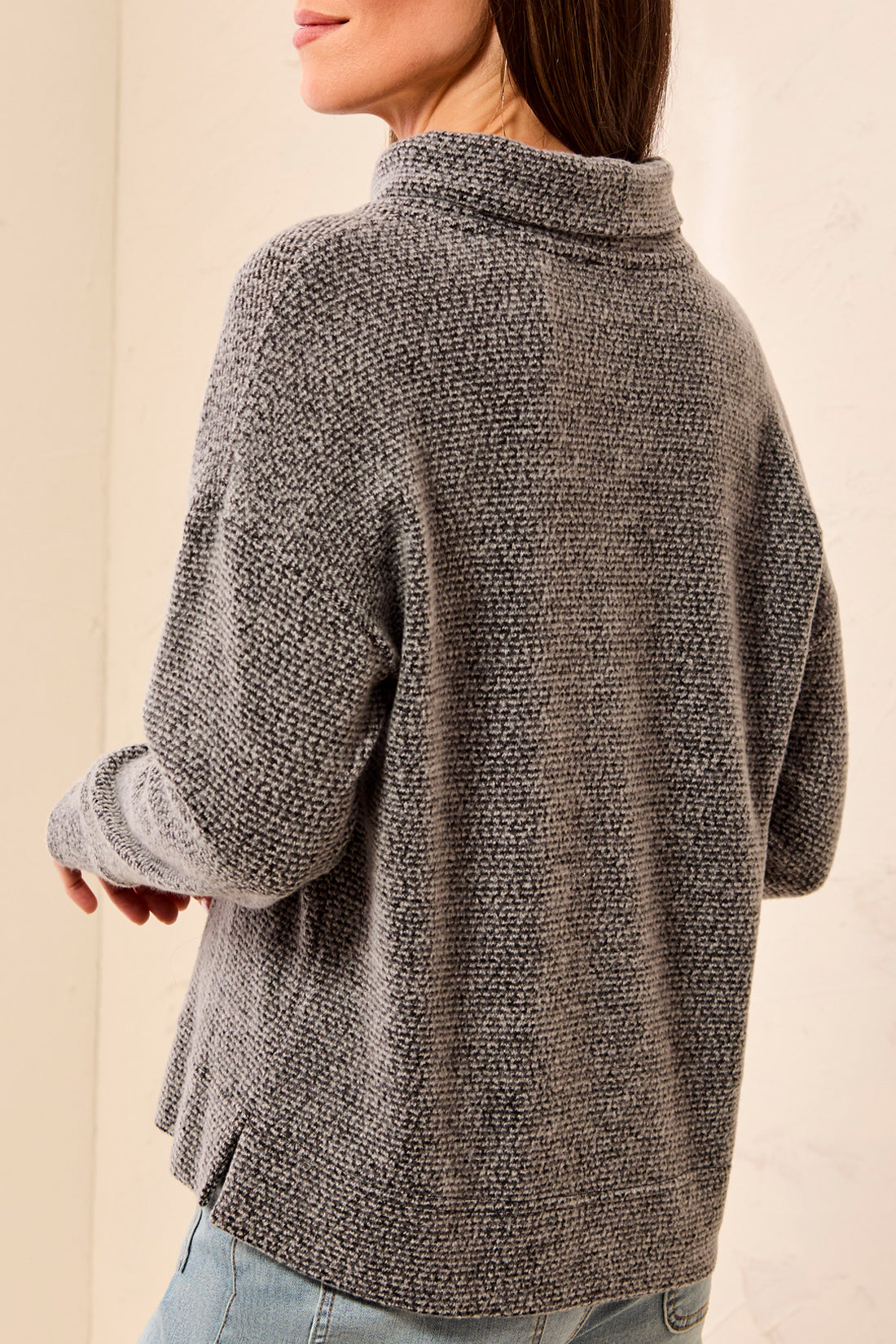 Cowl Neck Tweed Knit Top