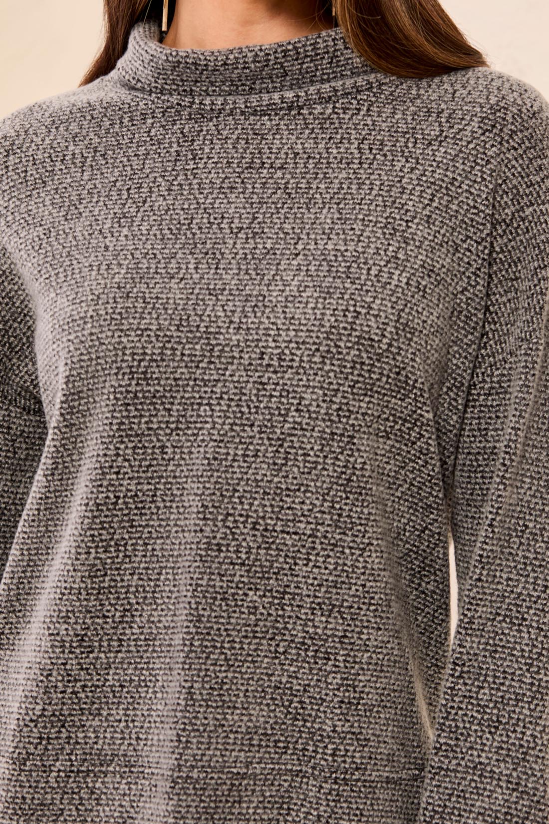 Cowl Neck Tweed Knit Top