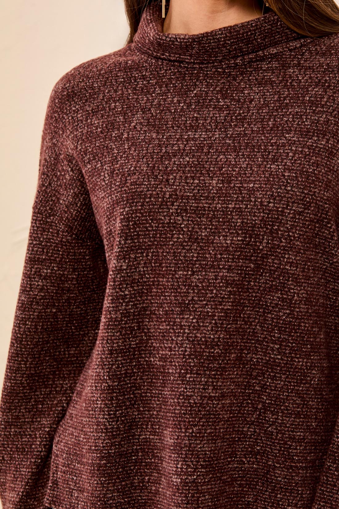 Cowl Neck Tweed Knit Top