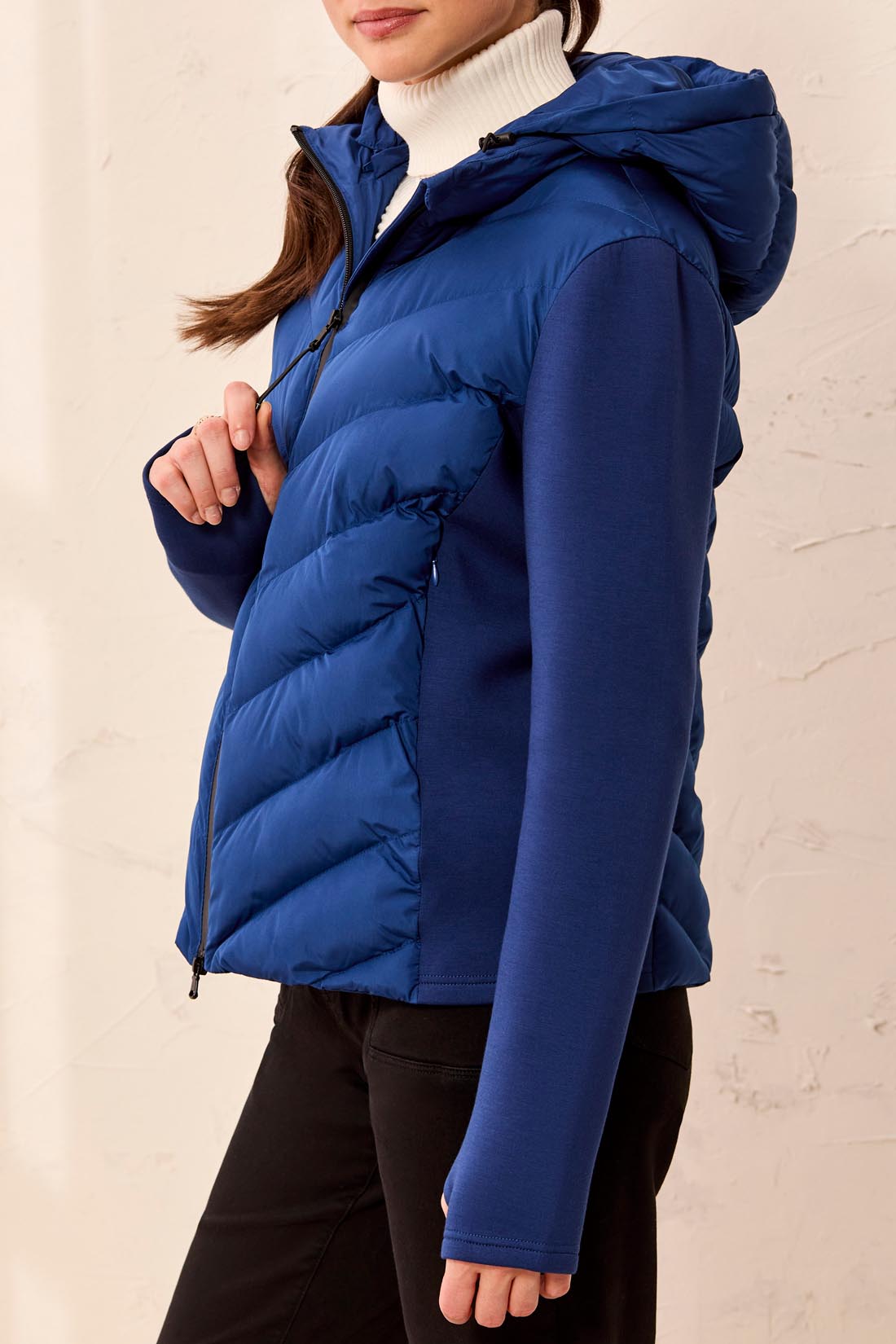 Puff and Scuba Knit Zip Front Jacket