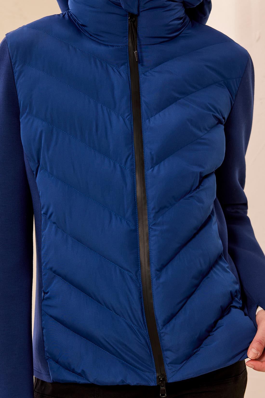 Puff and Scuba Knit Zip Front Jacket