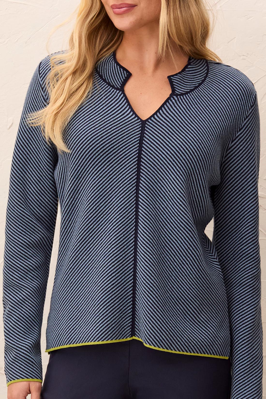 Stripe V-neck Cotton Sweater