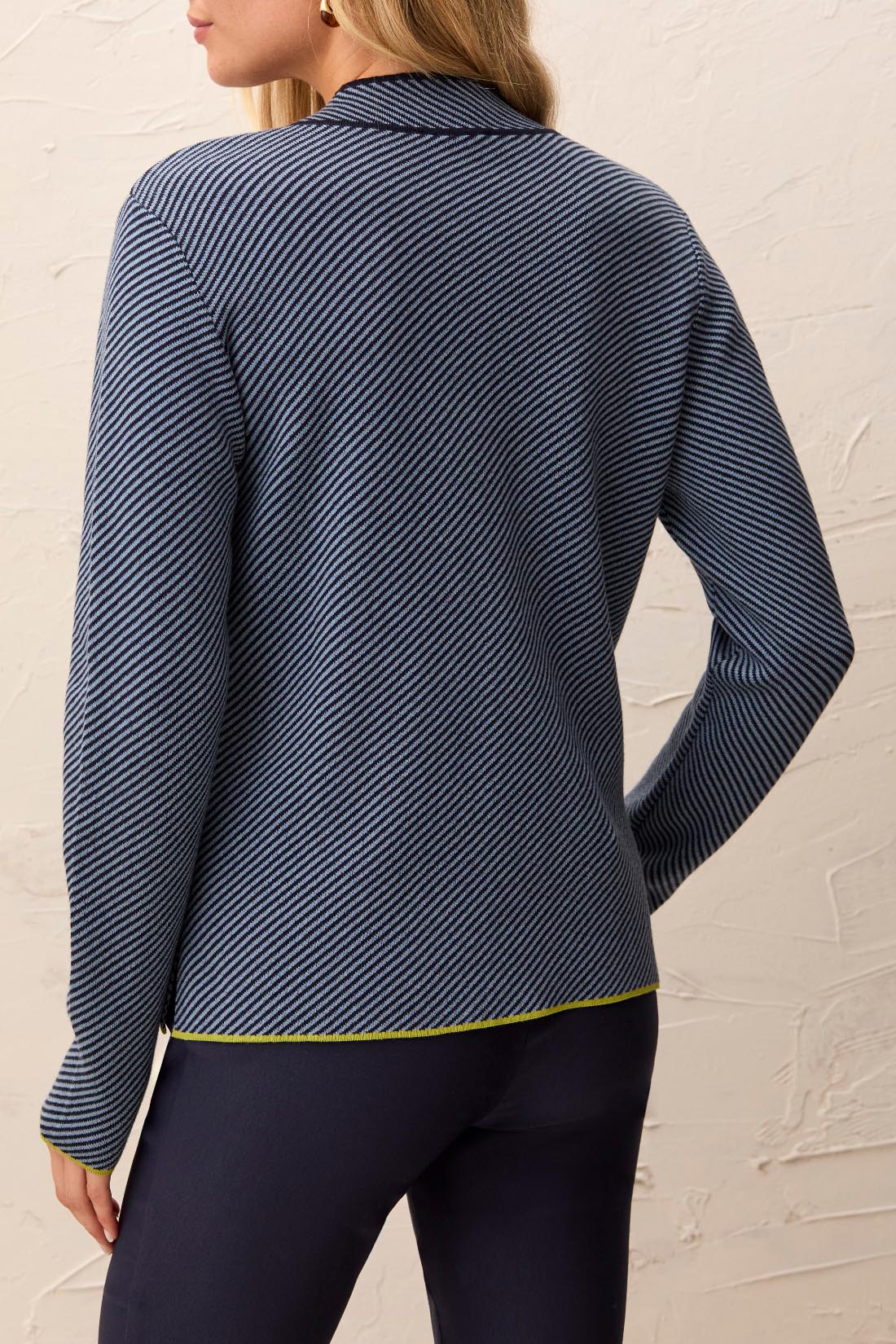 Stripe V-neck Cotton Sweater