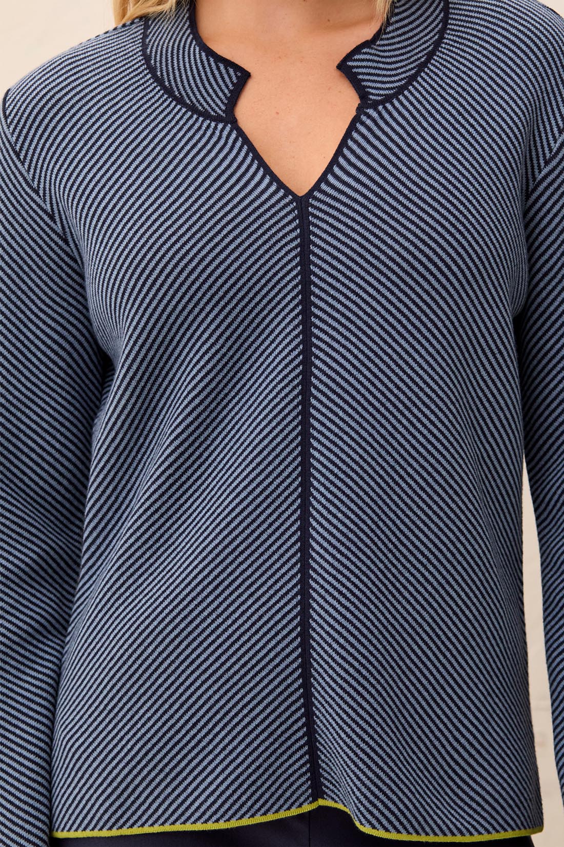Stripe V-neck Cotton Sweater