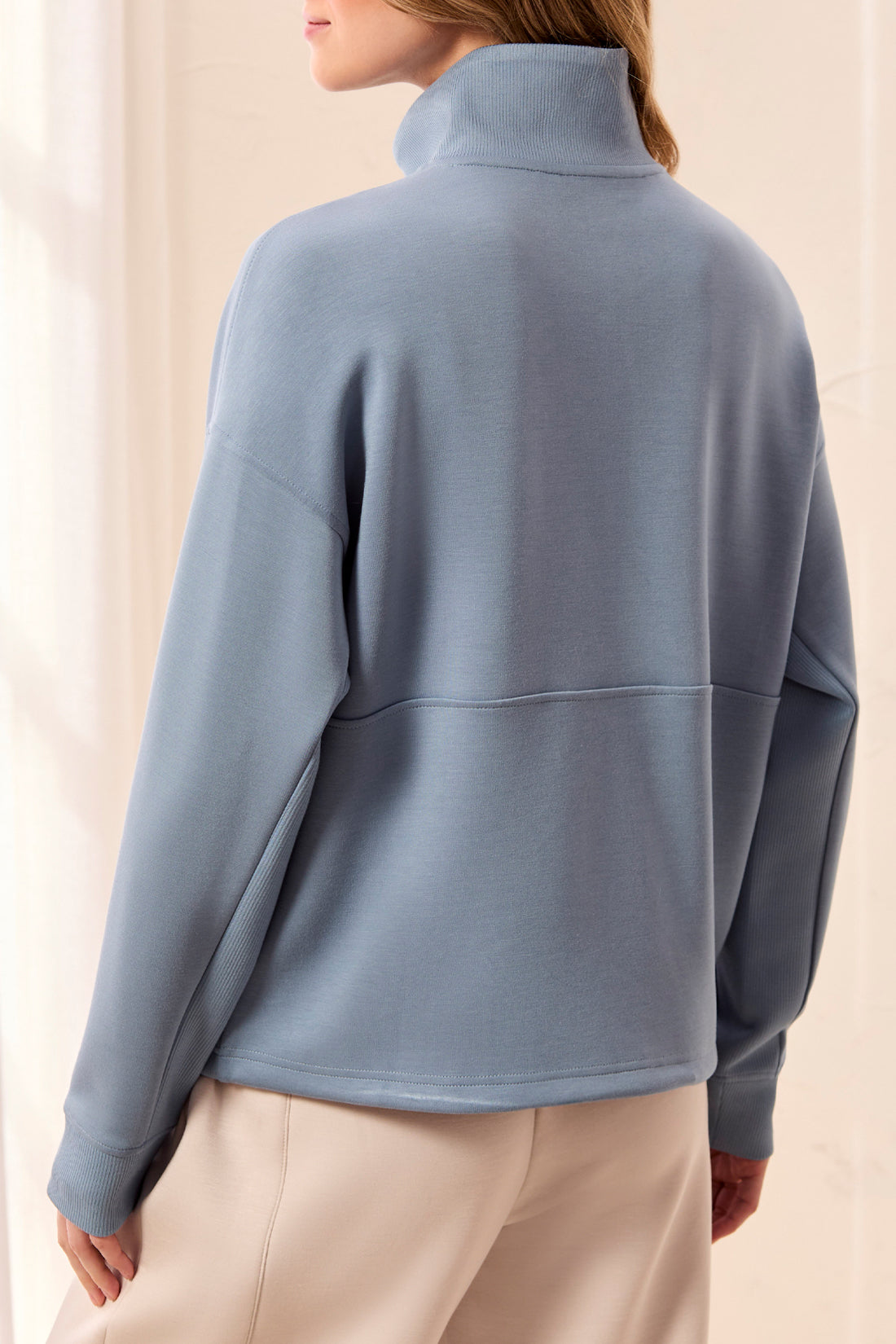 Zip Neck Double Knit Top