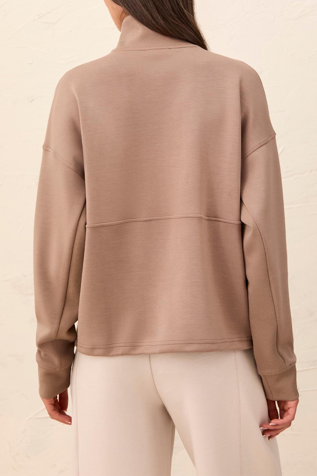 Zip Neck Double Knit Top