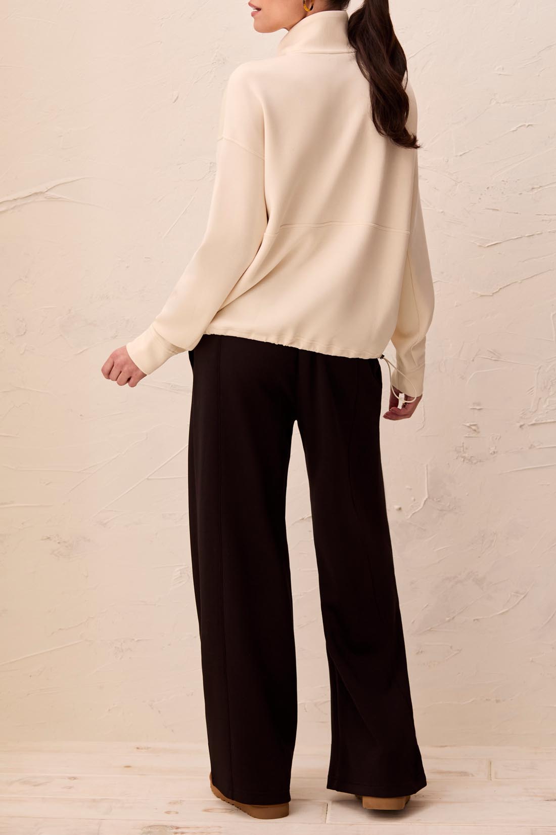 Zip Neck Double Knit Top