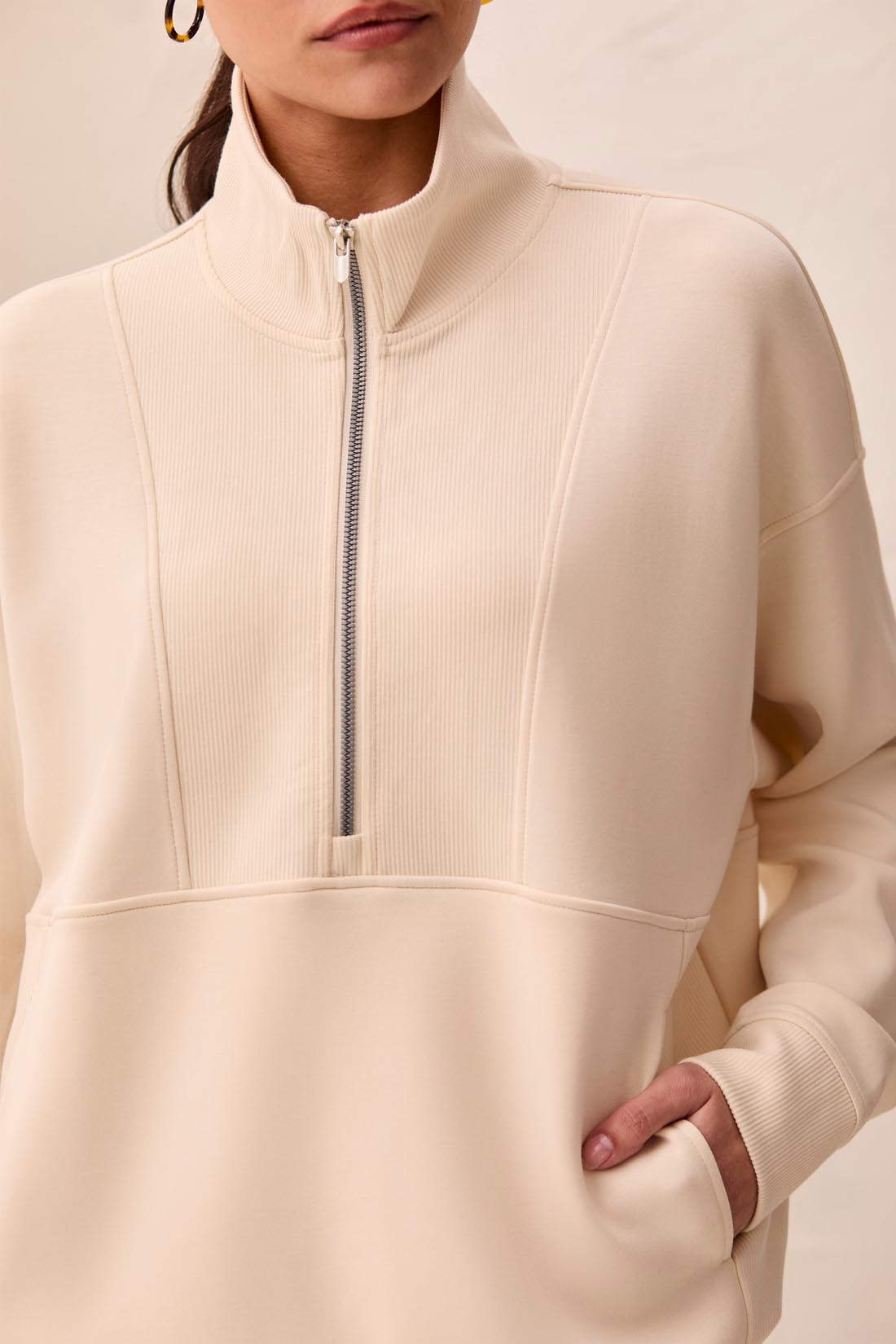Zip Neck Double Knit Top