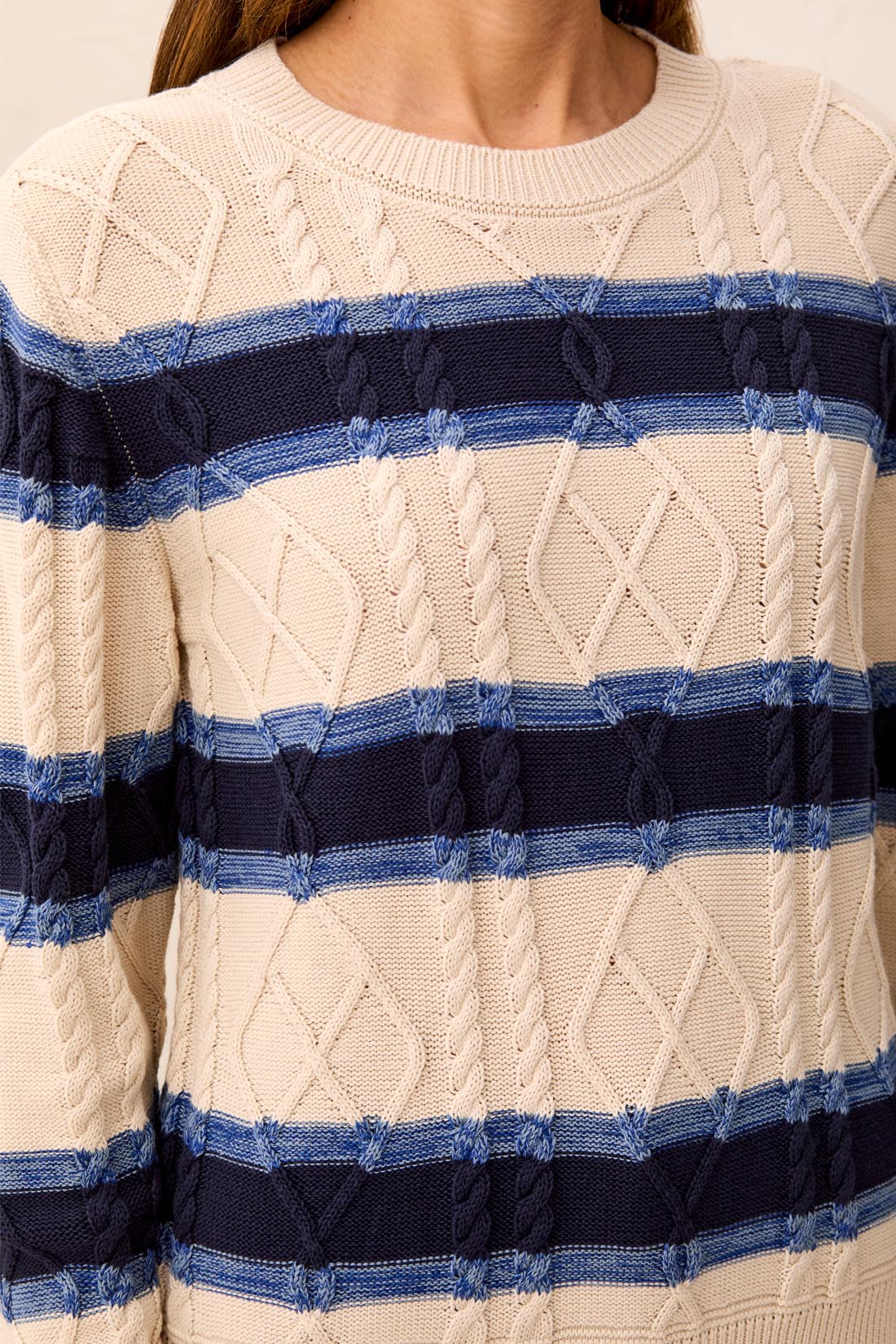 Stripe Cable Cotton Sweater