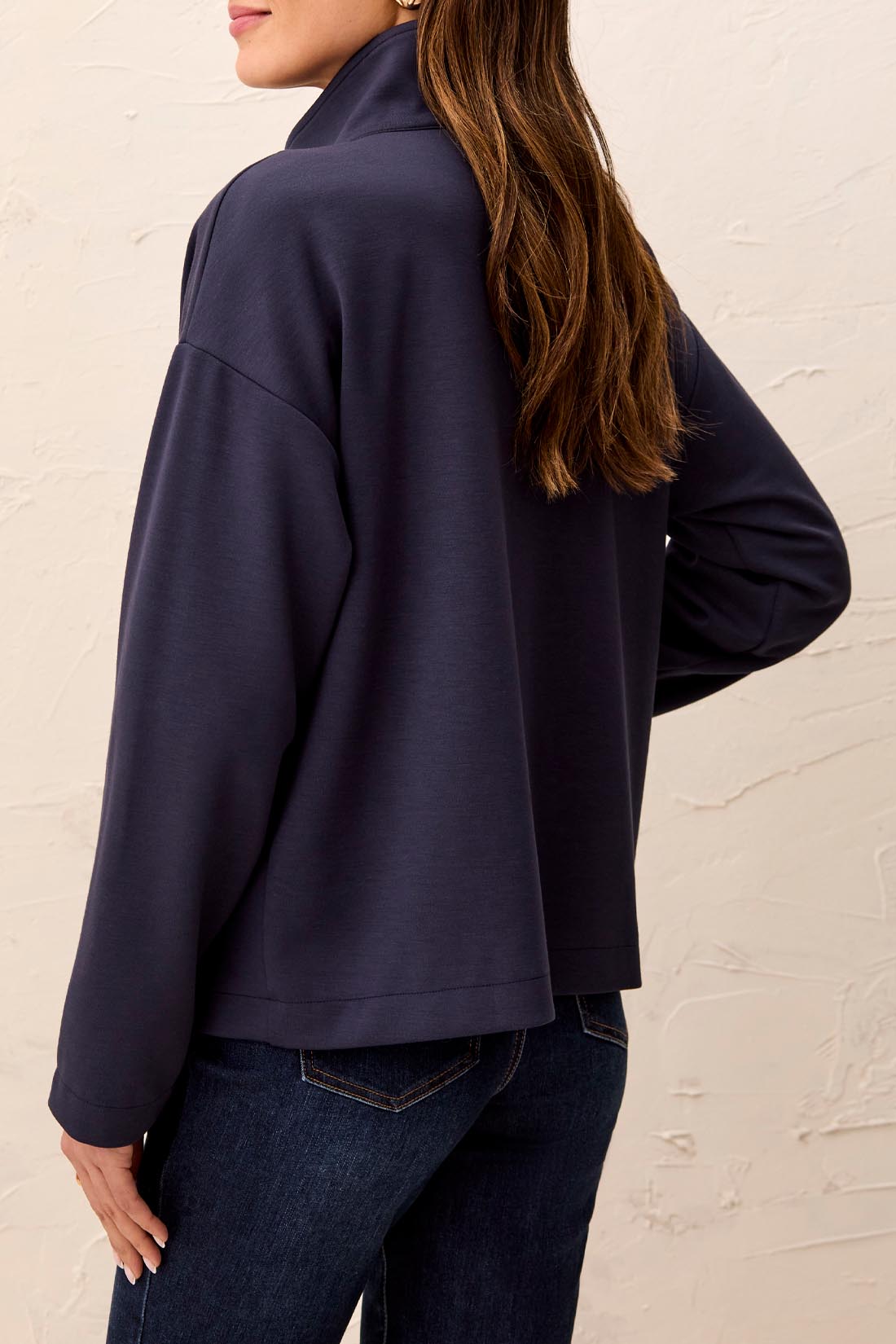 High Neck Zip Double Knit Jacket