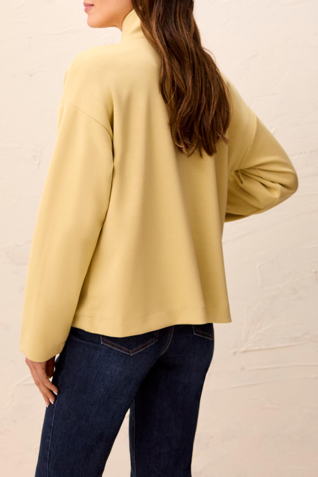 High Neck Zip Double Knit Jacket