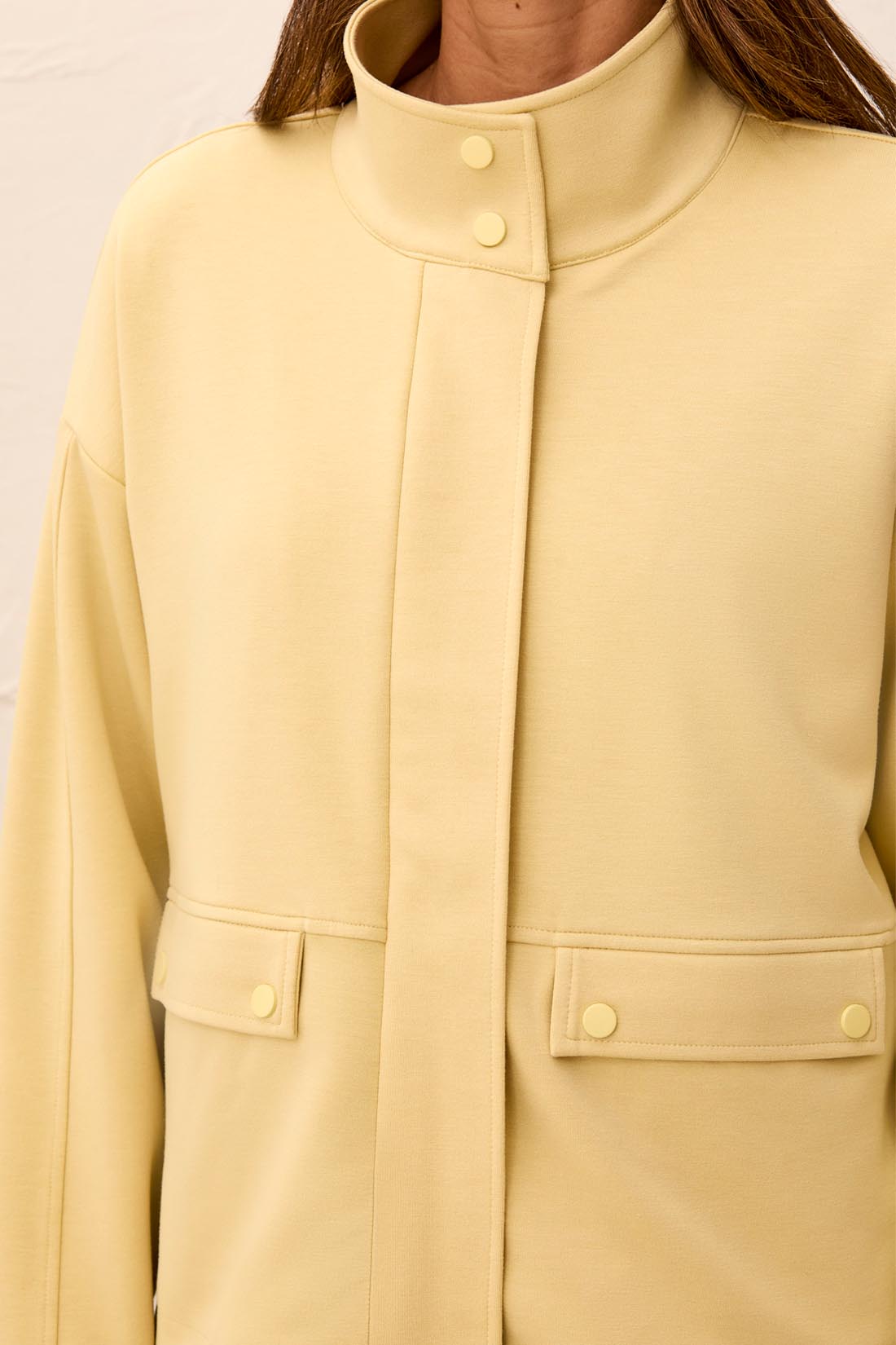 High Neck Zip Double Knit Jacket