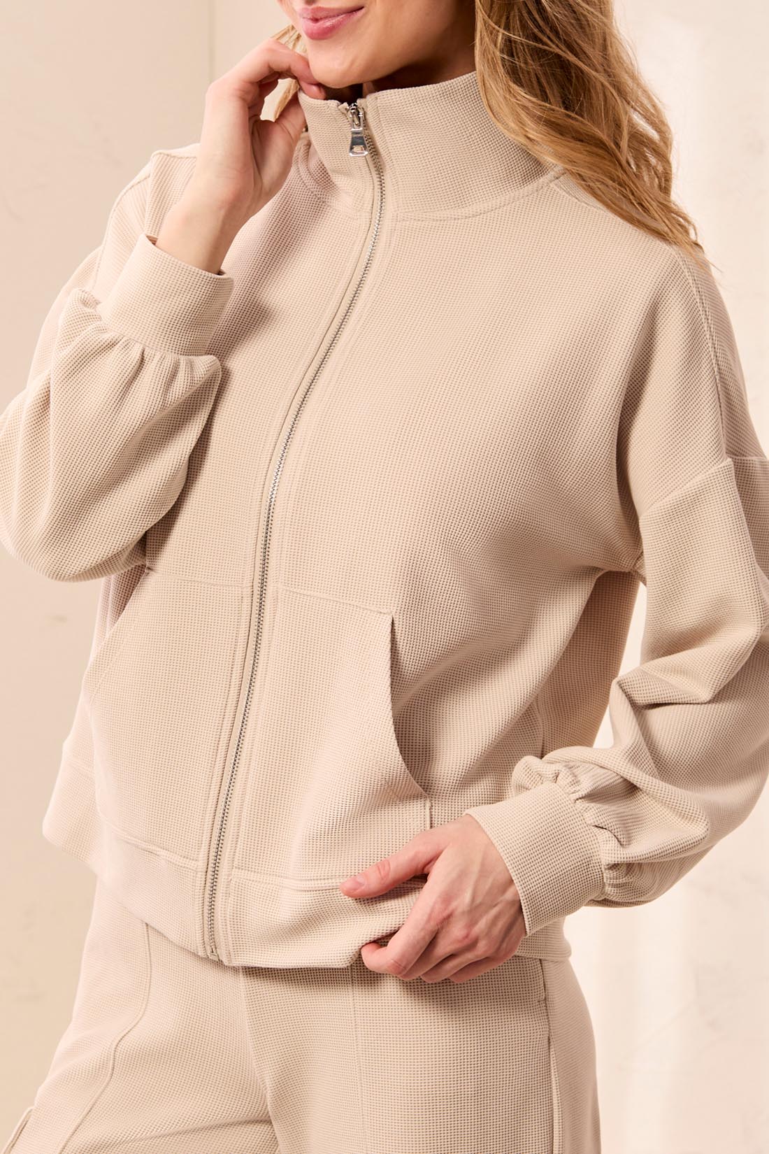 Waffle Weave Zip Jacket
