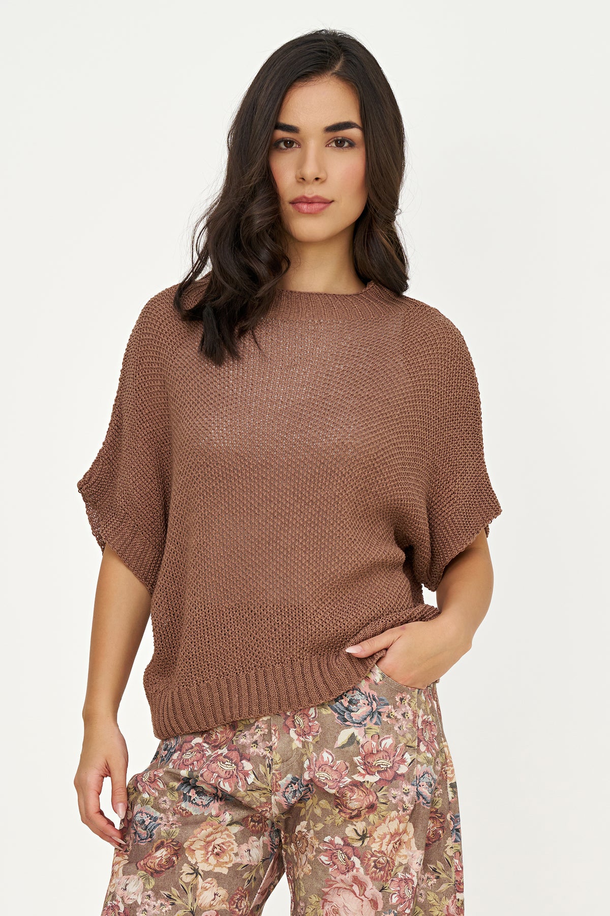 Moss Stitch Crew Neck Sweater