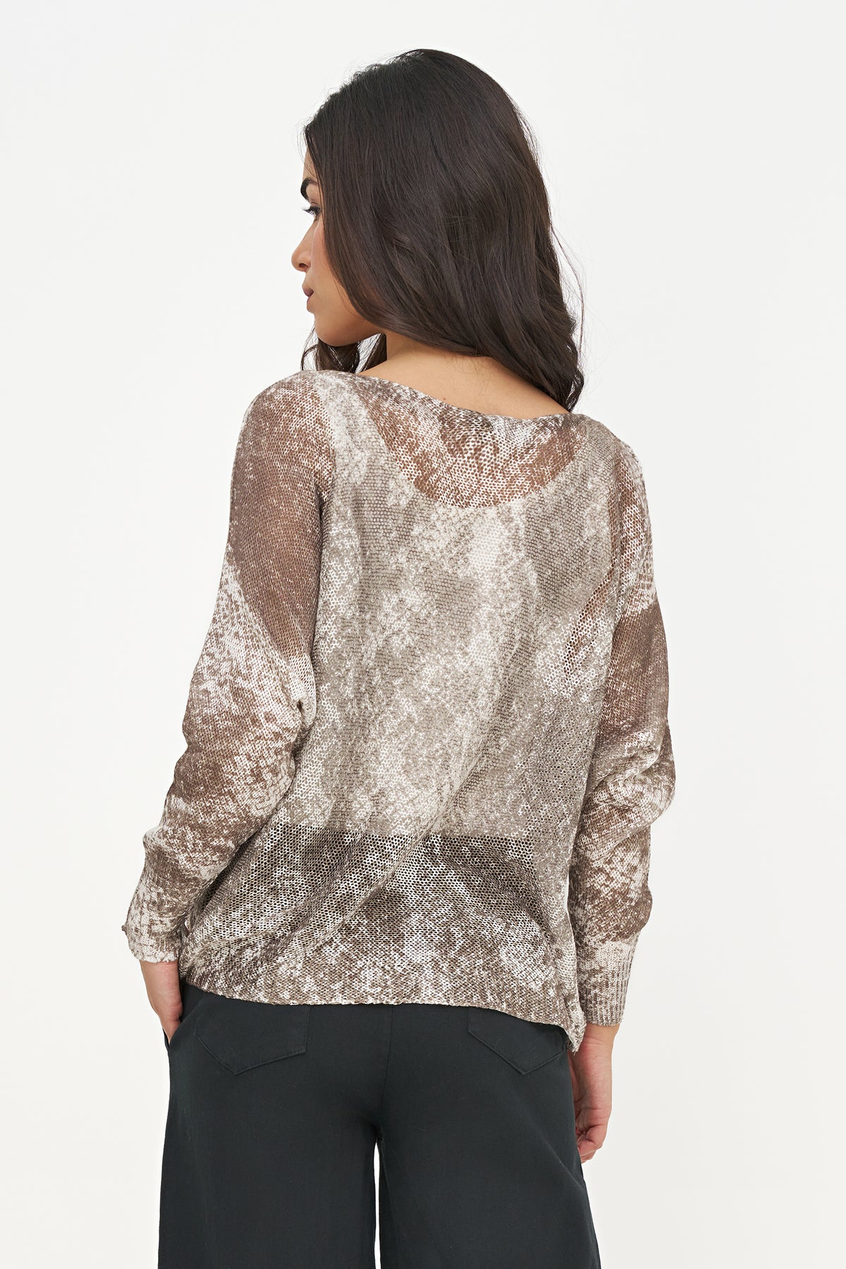 Snake Print Cotton Blend Sweater