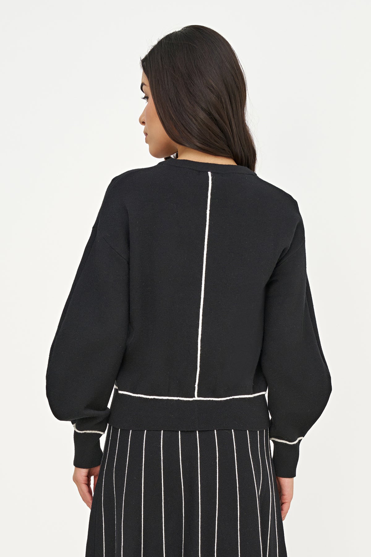 Crew Neck Piped Sweater