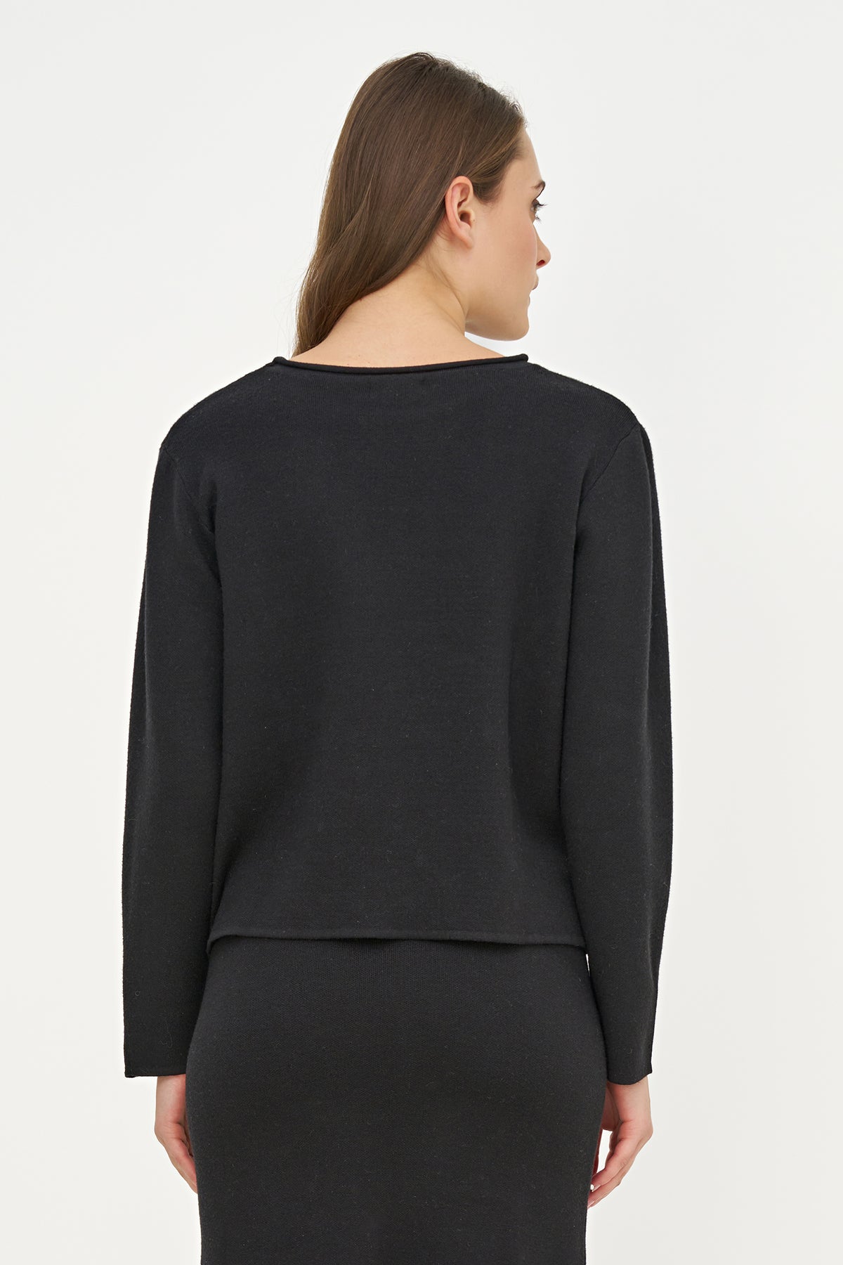 Scoop Neck Pearl Trim Sweater
