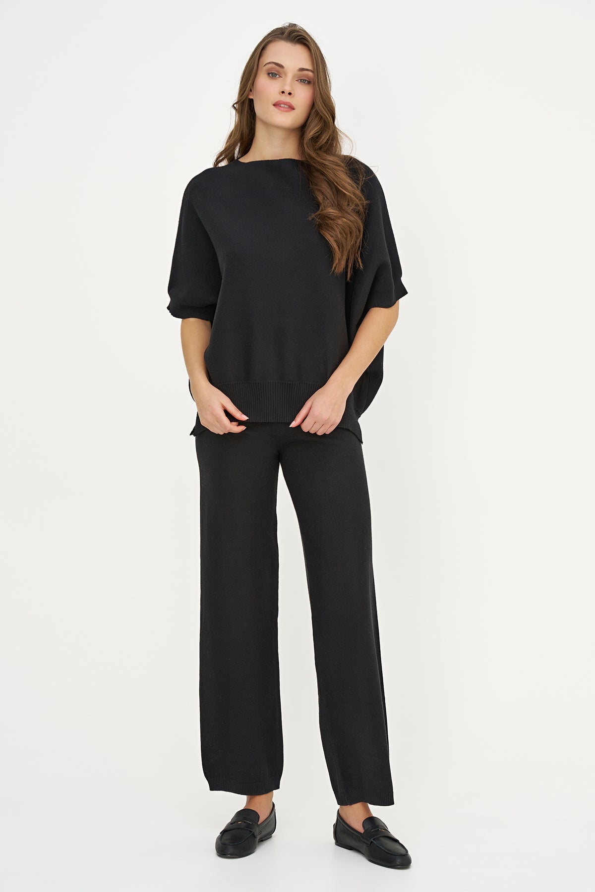 Funnel Neck Short Sleeve Sweater