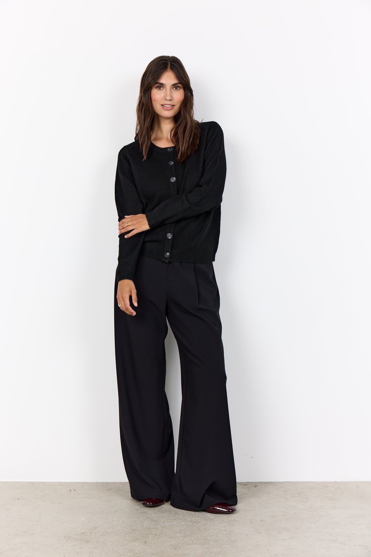 Crew Neck Button Front Cardigan