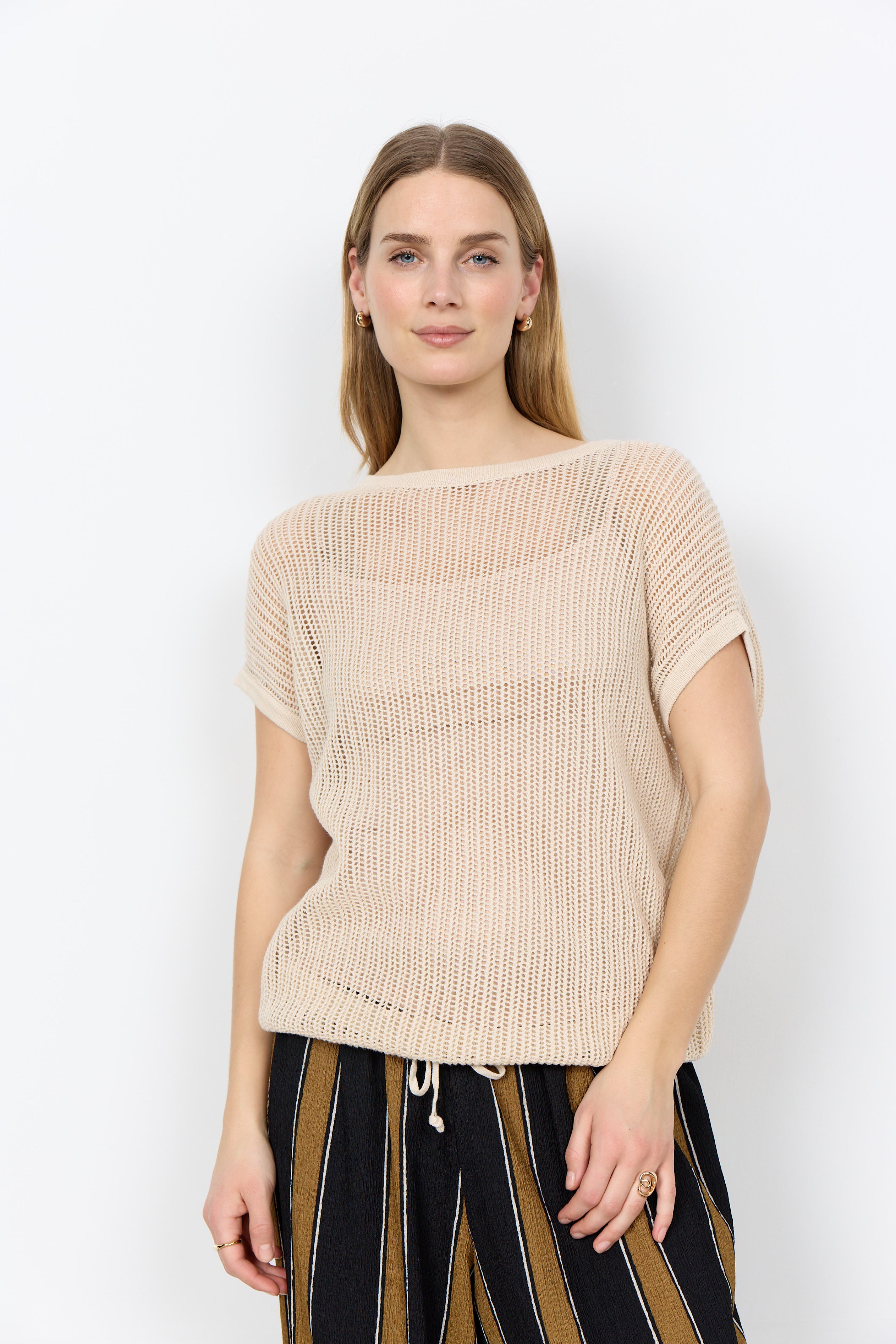 Crochet Cotton & Linen Drawstring Top