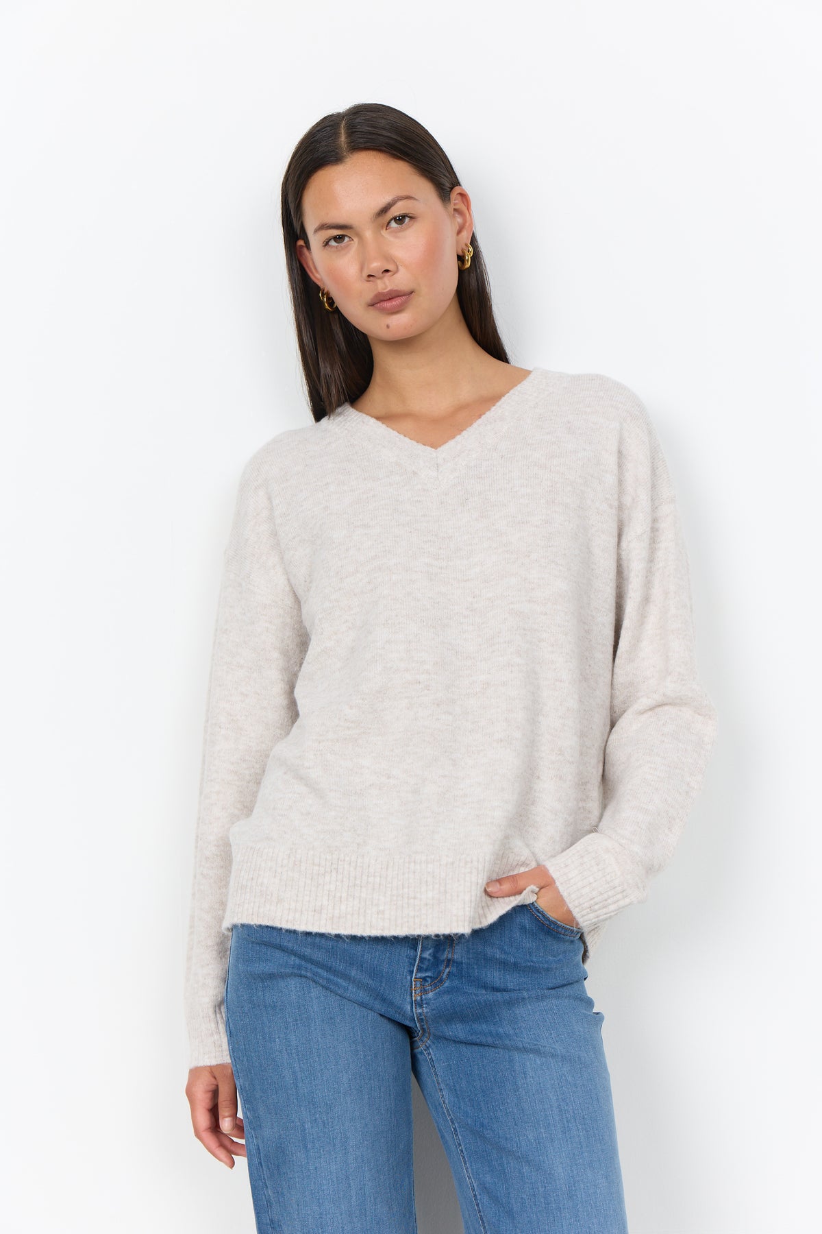 V-neck Melange Sweater