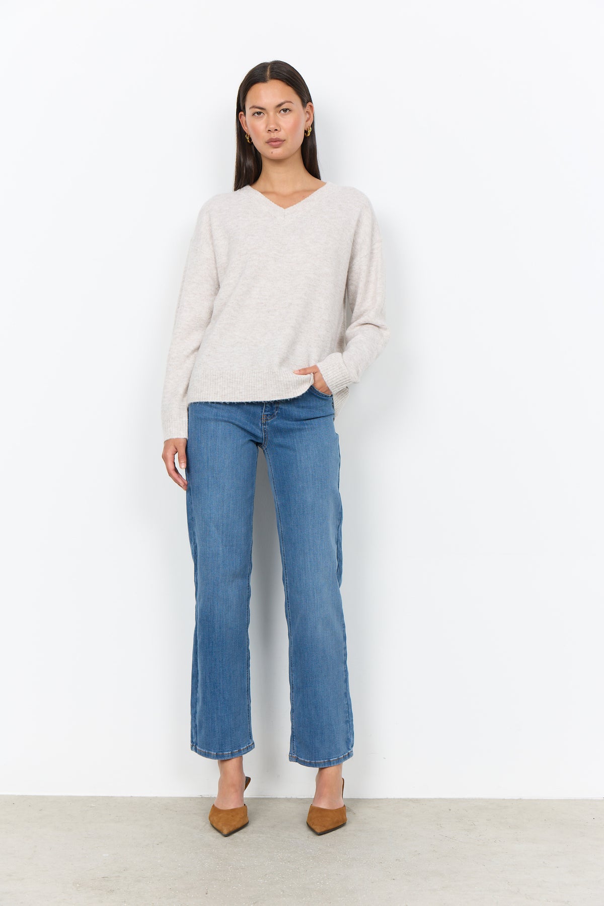 V-neck Melange Sweater