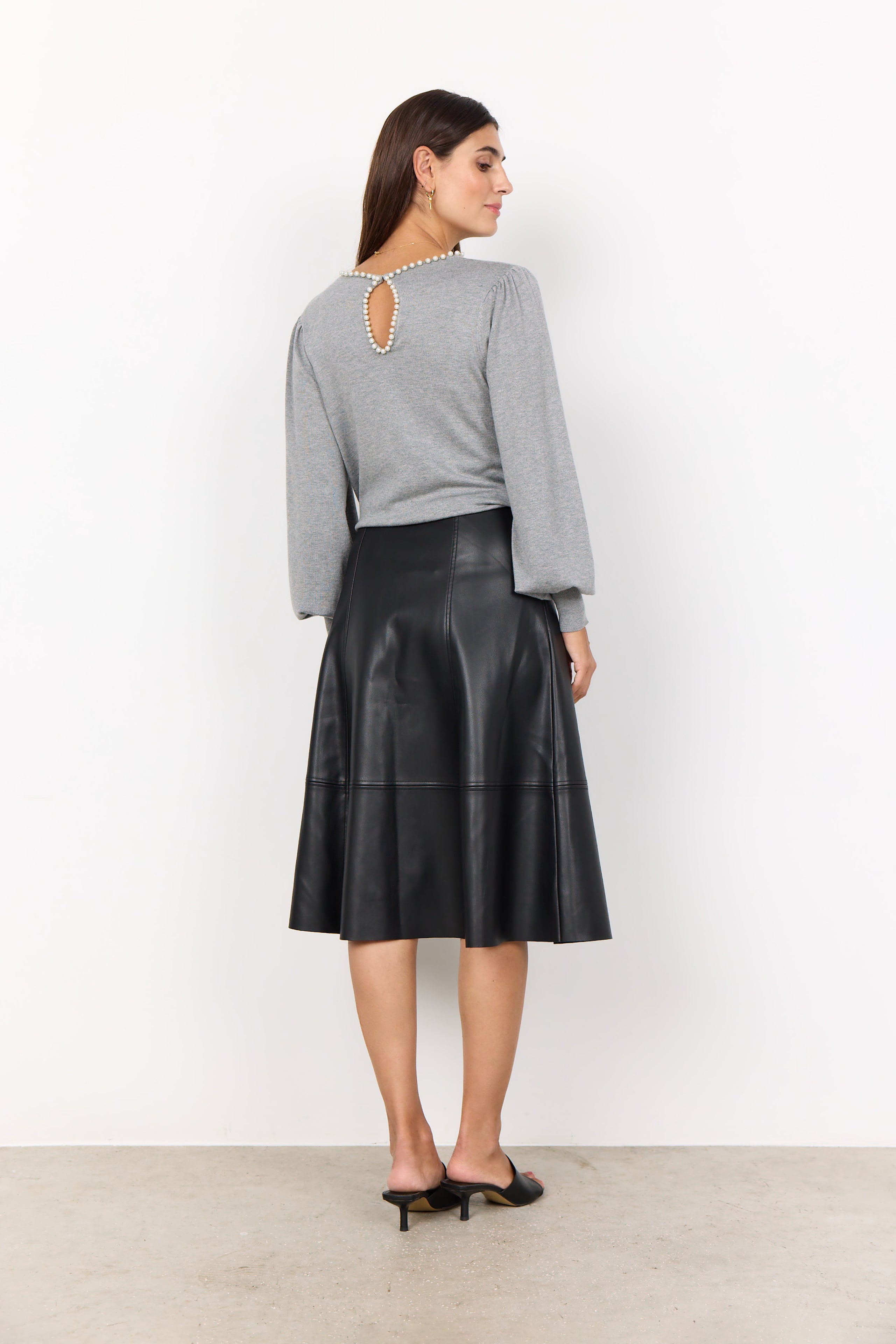 Faux Leather Flared Skirt