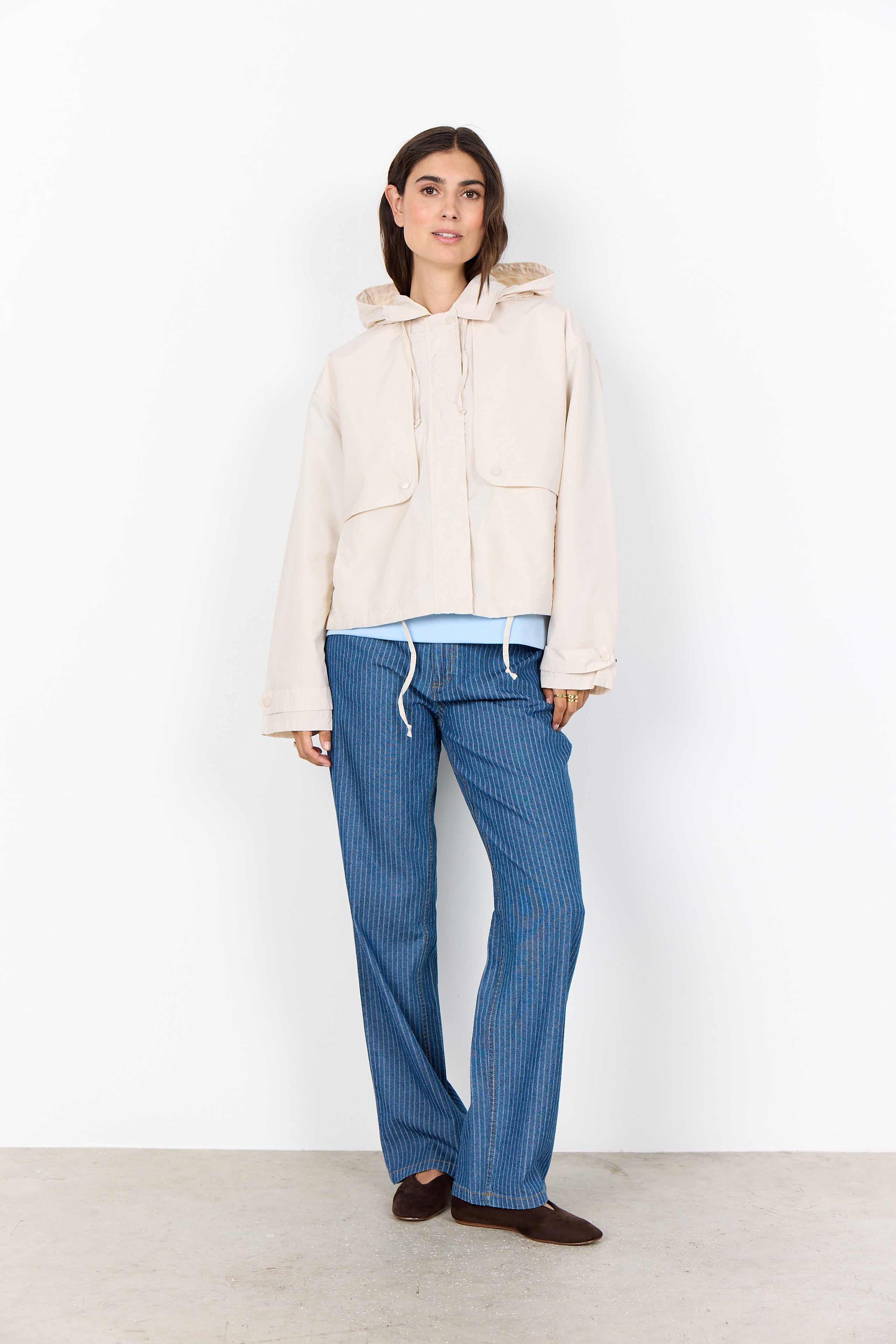 Hooded Zip Front Rain Jacket