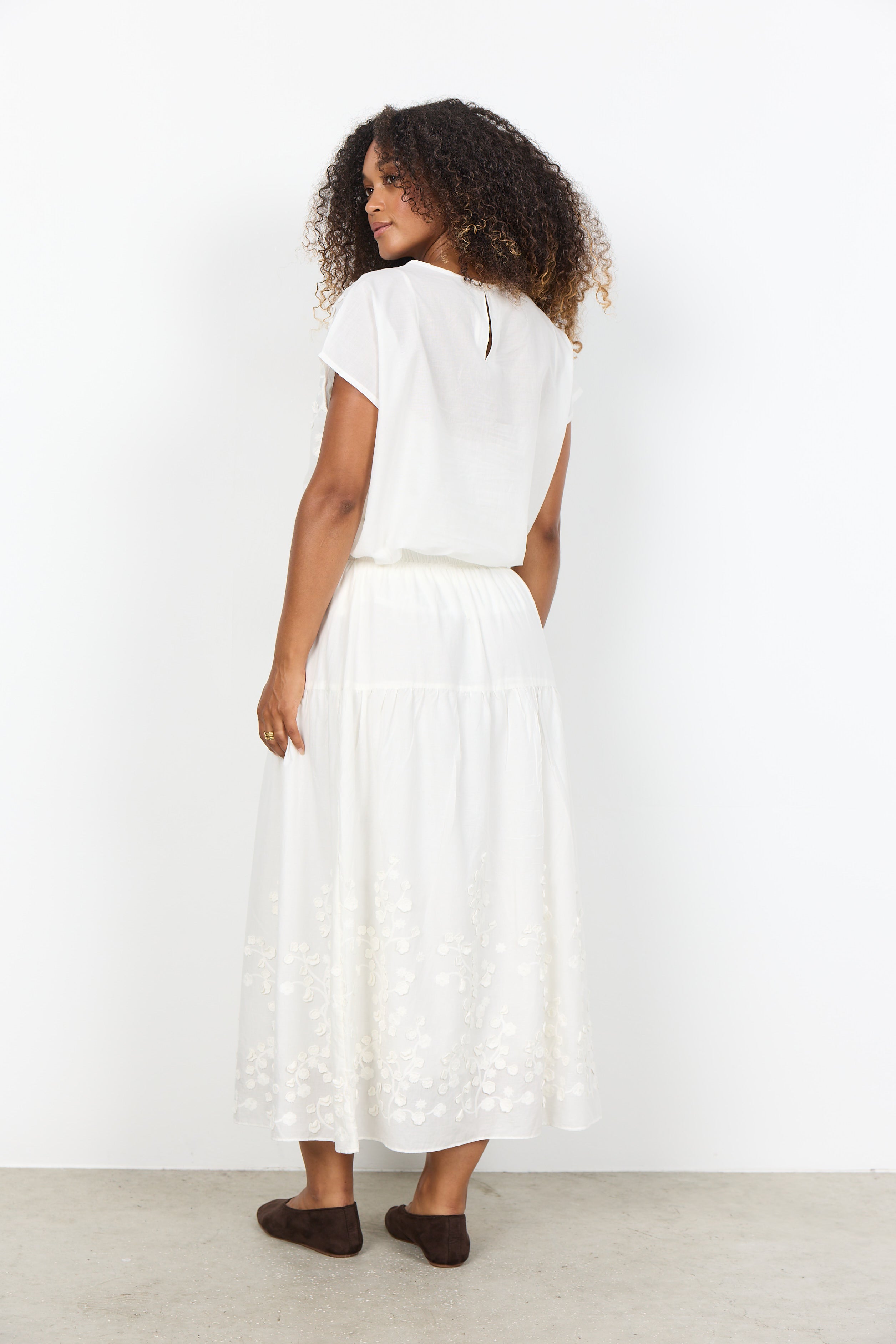 Flower Applique Cotton Skirt