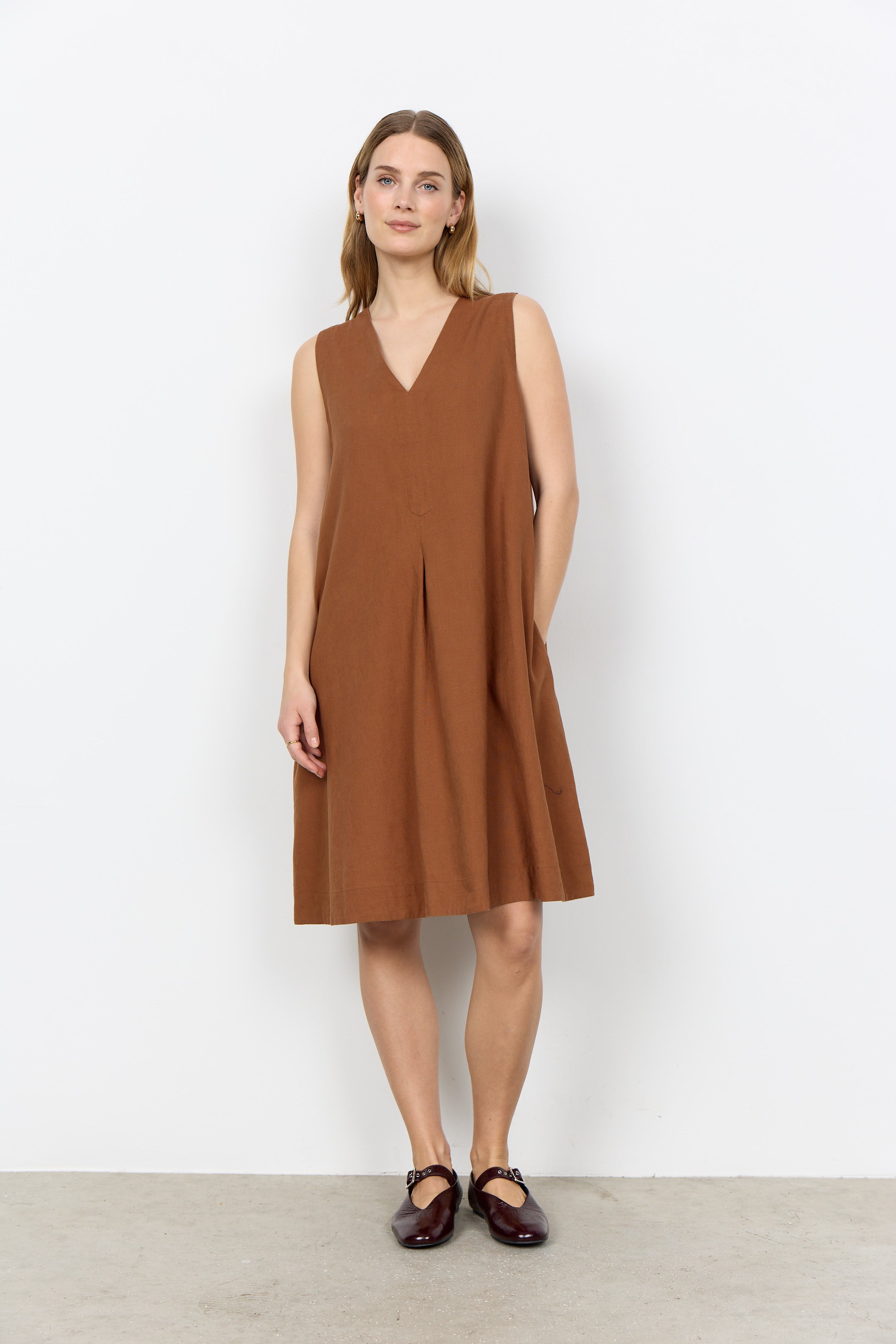 Linen Blend Flare Dress