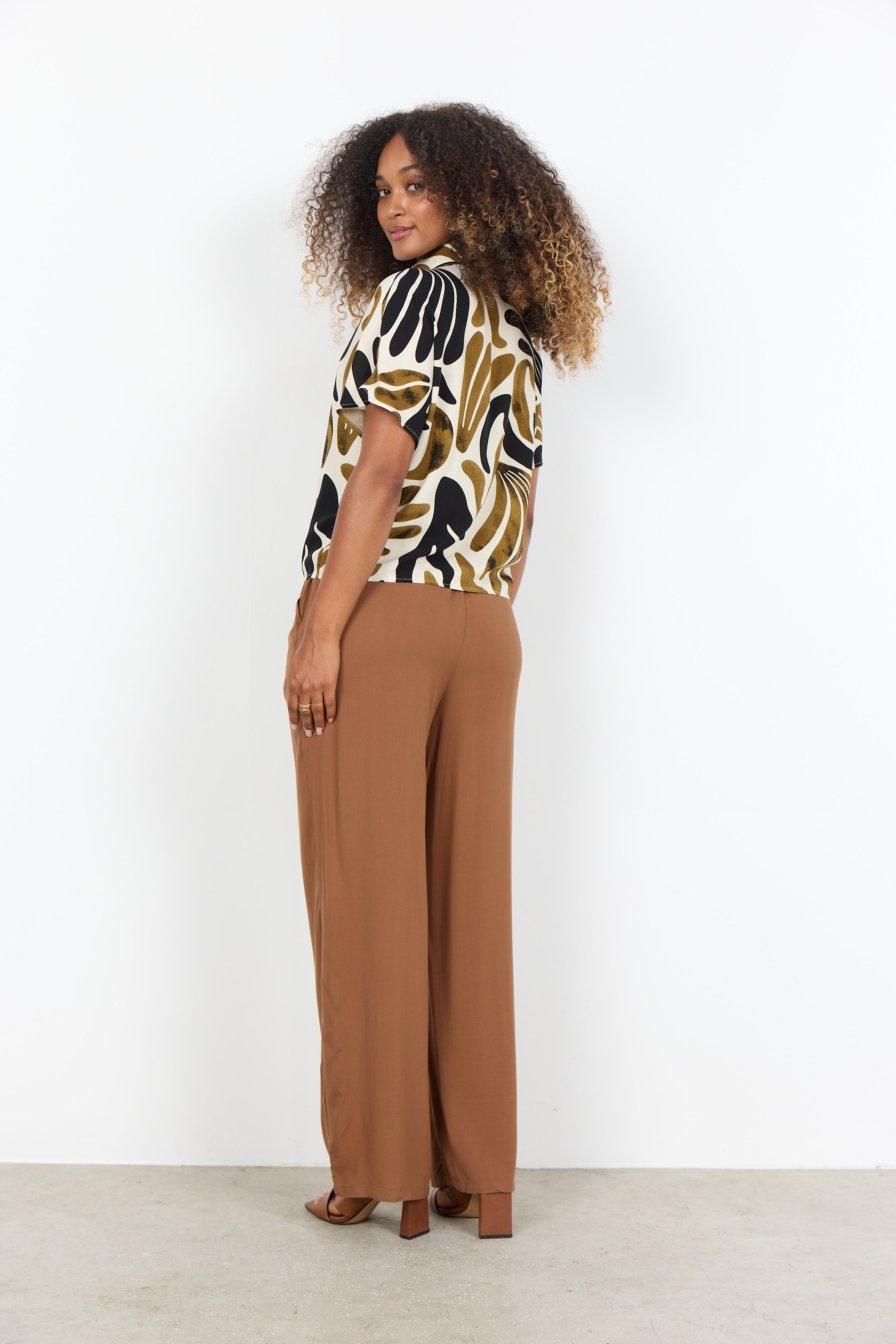 Abstract Print Tie Front Shirt