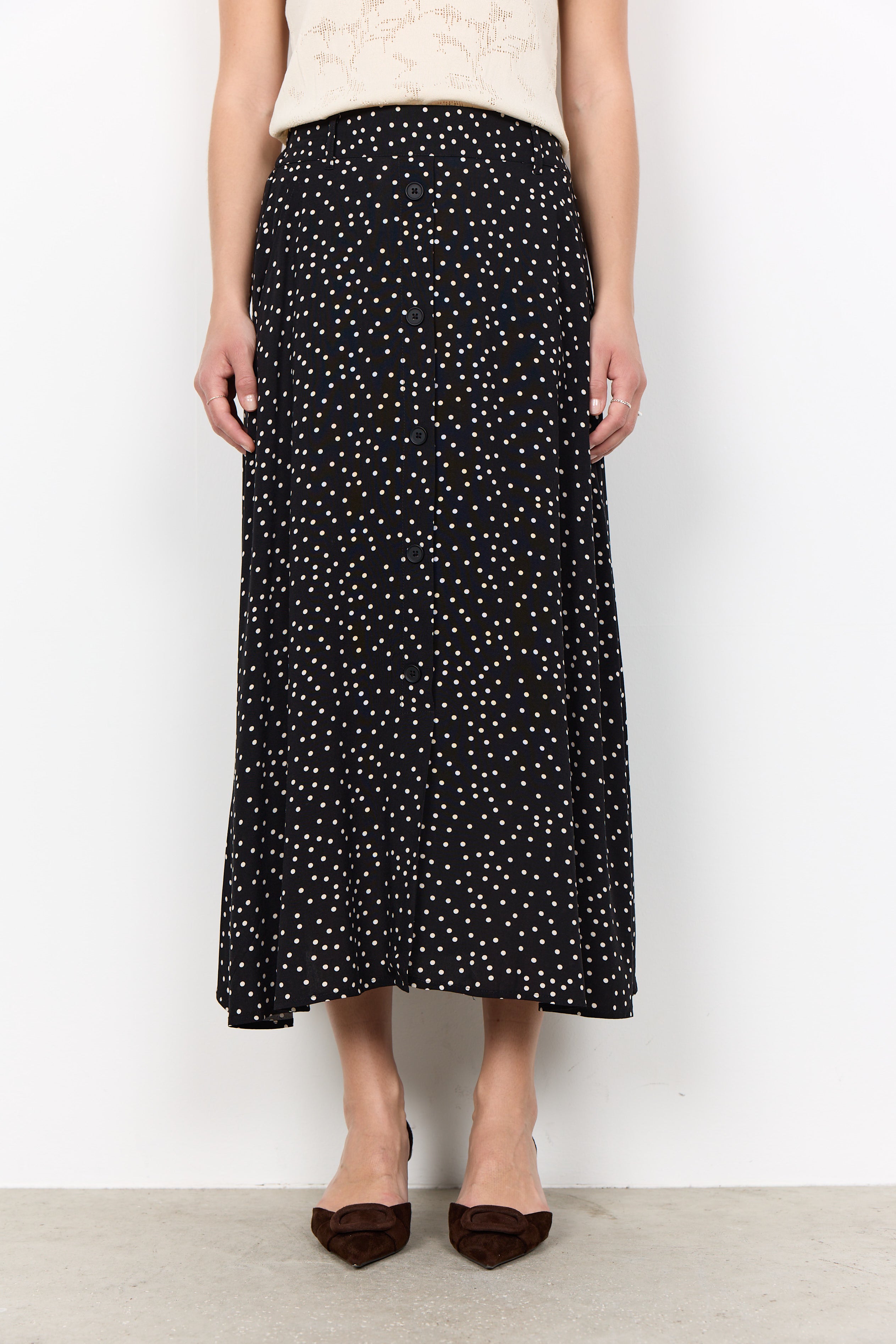 Dot Print Flare Skirt