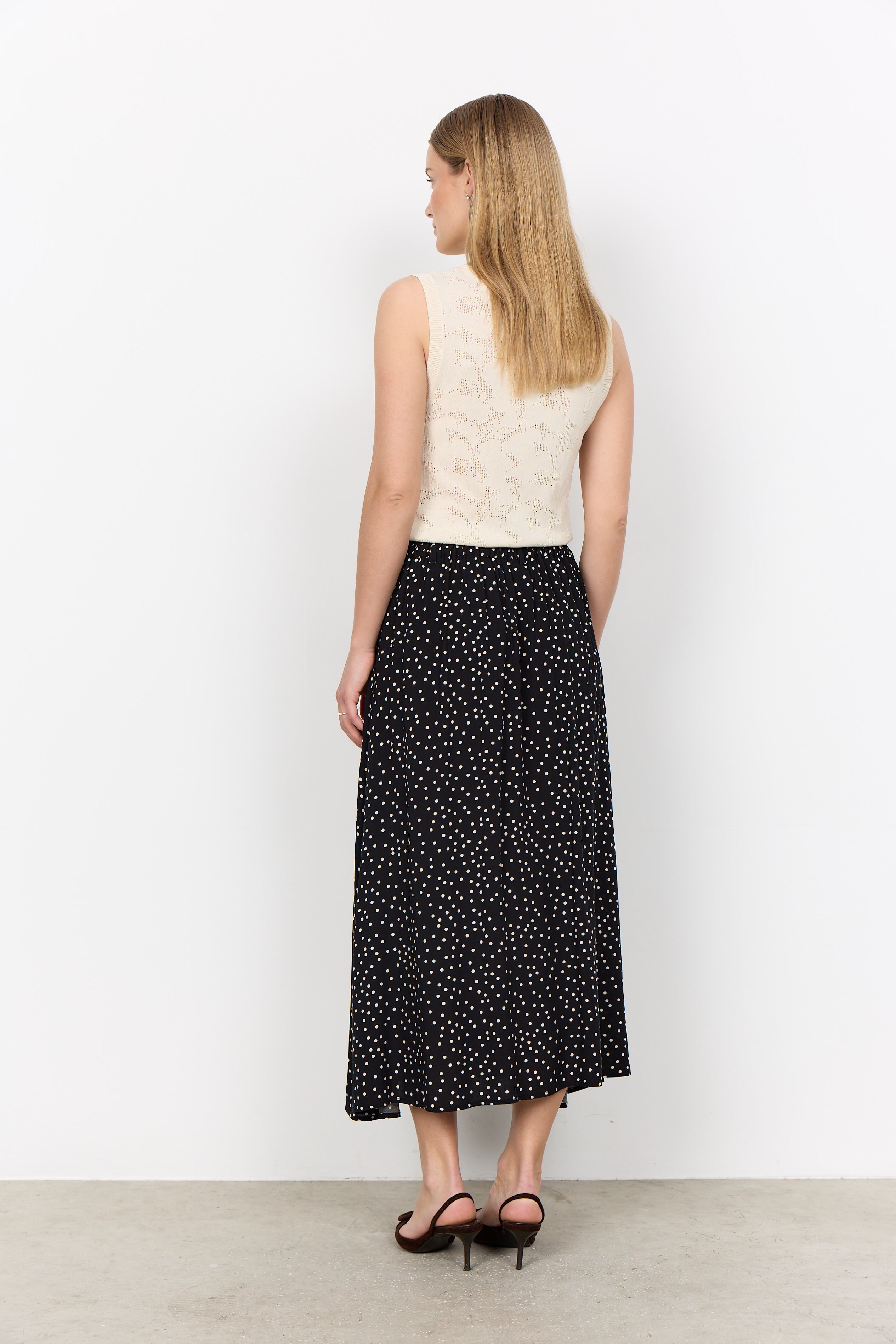 Dot Print Flare Skirt