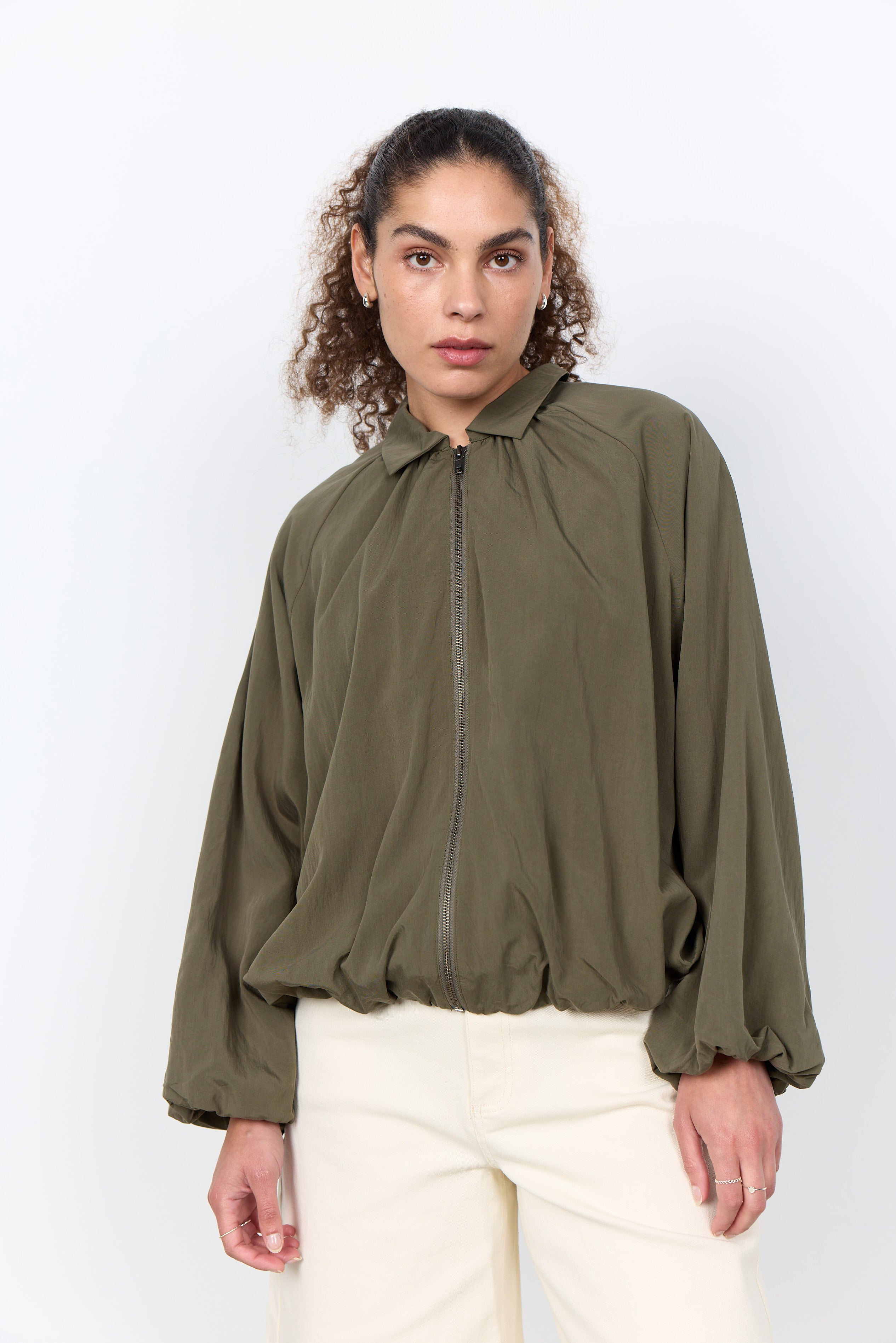 Zip Front Bubble Hem Jacket