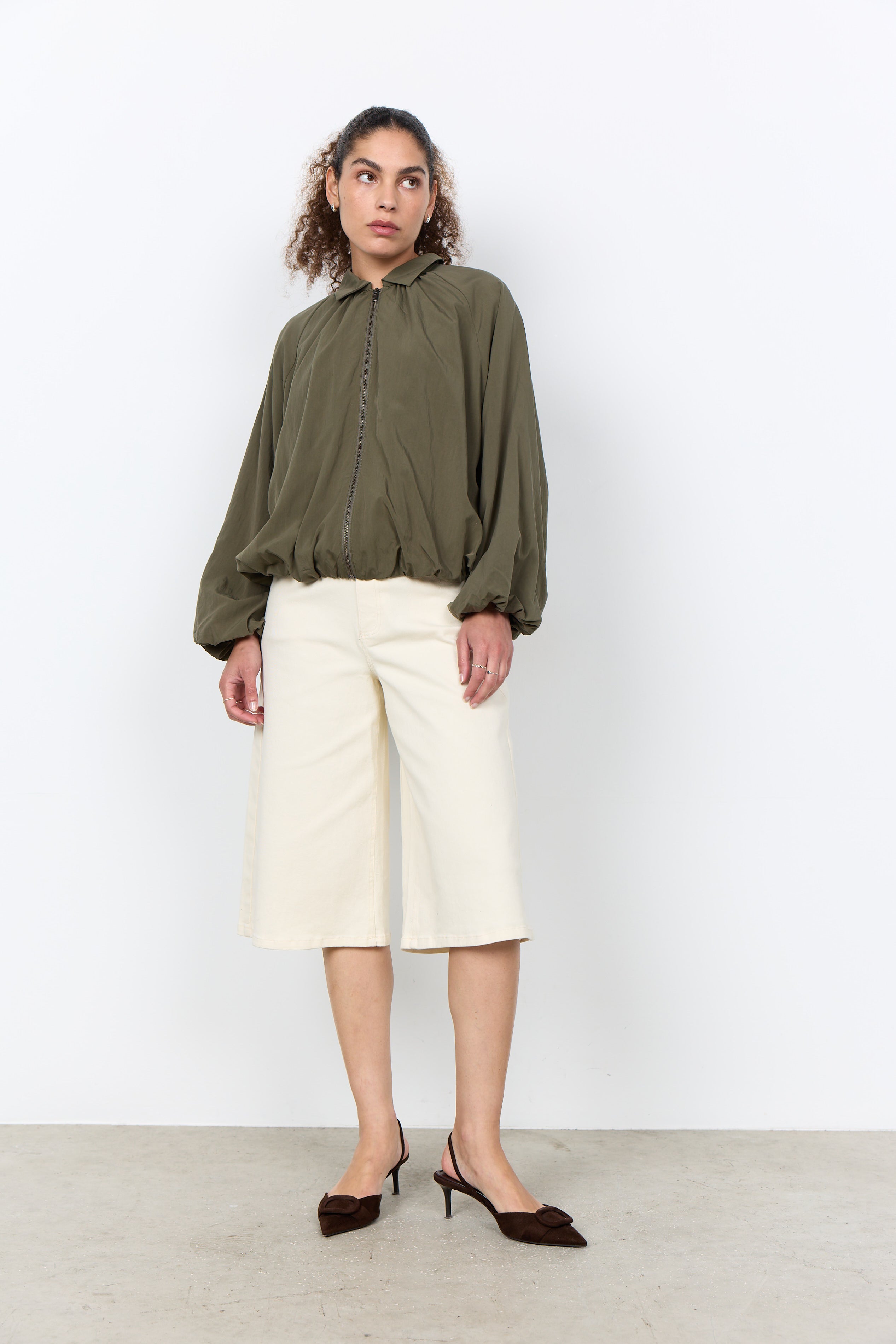 Zip Front Bubble Hem Jacket