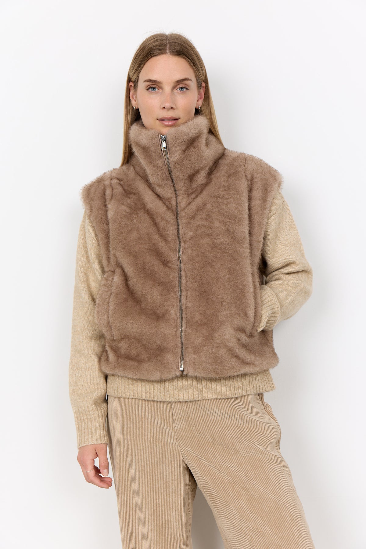 Faux Fur Zip Front Vest
