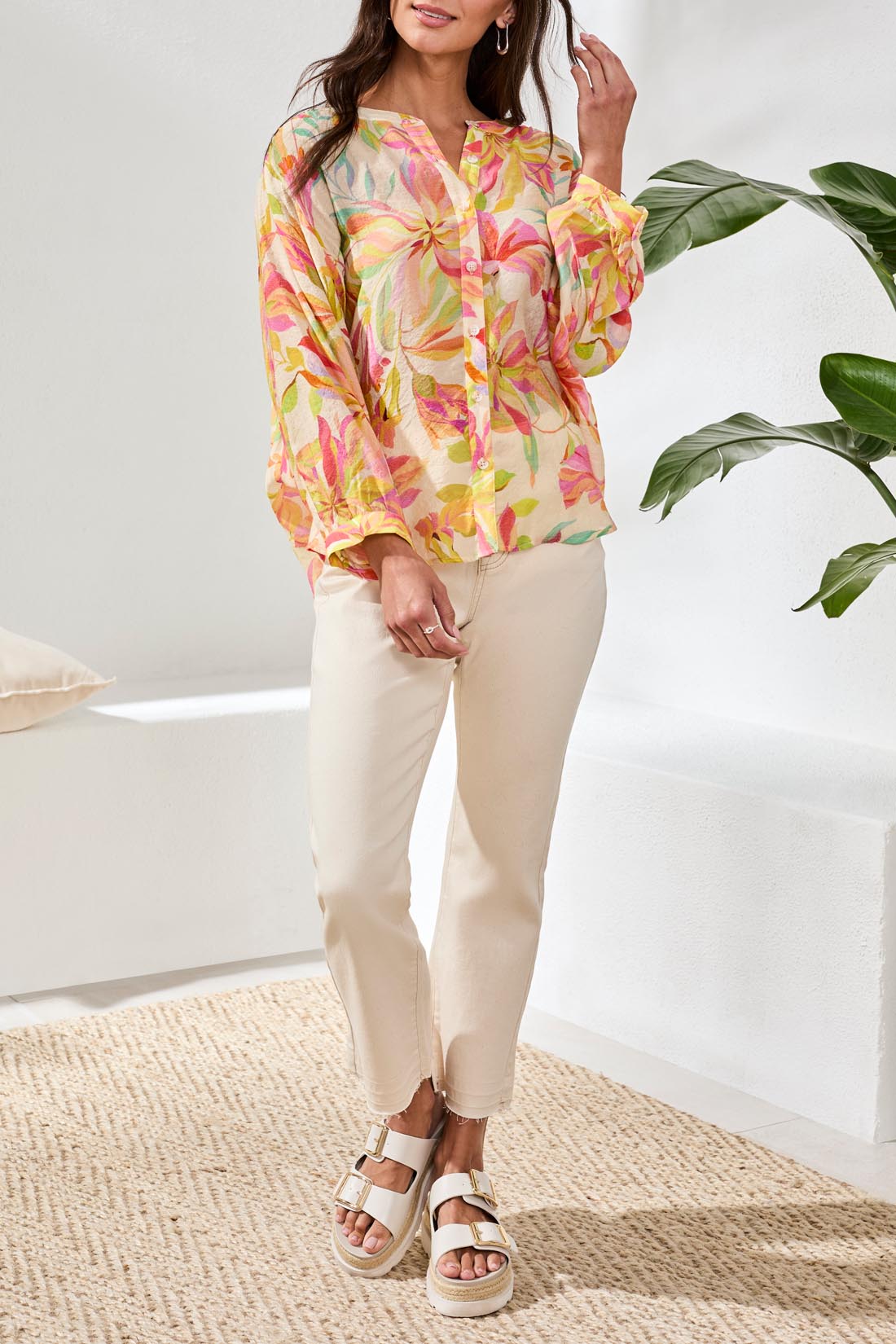 Floral Print Gauze Blouse